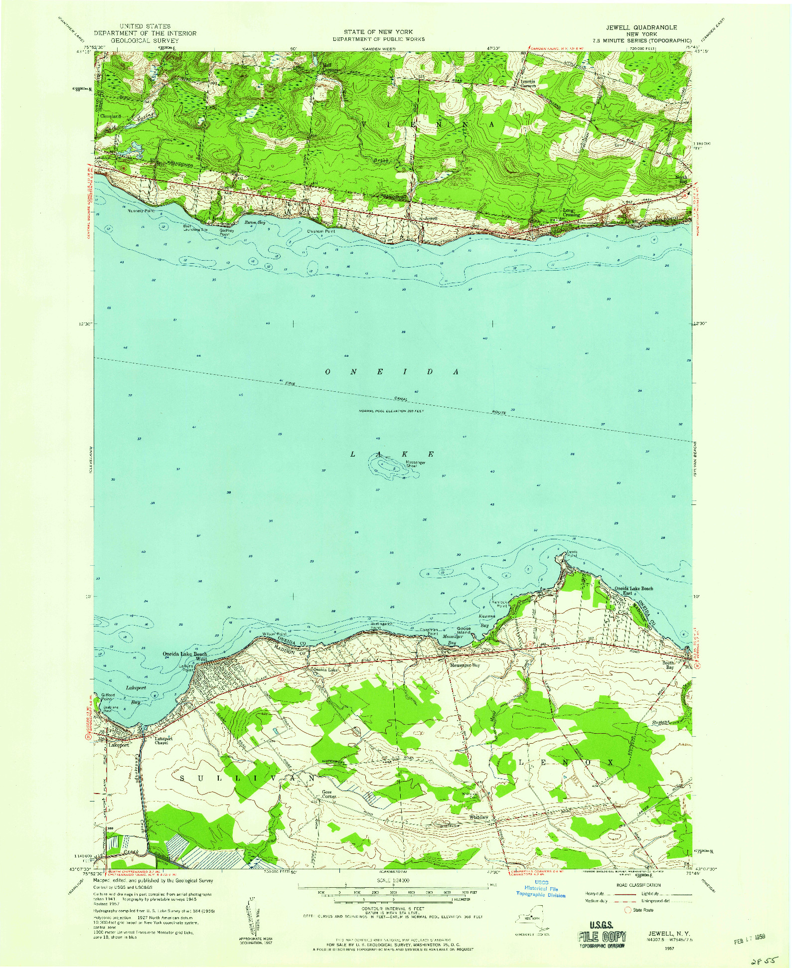 USGS 1:24000-SCALE QUADRANGLE FOR JEWELL, NY 1957