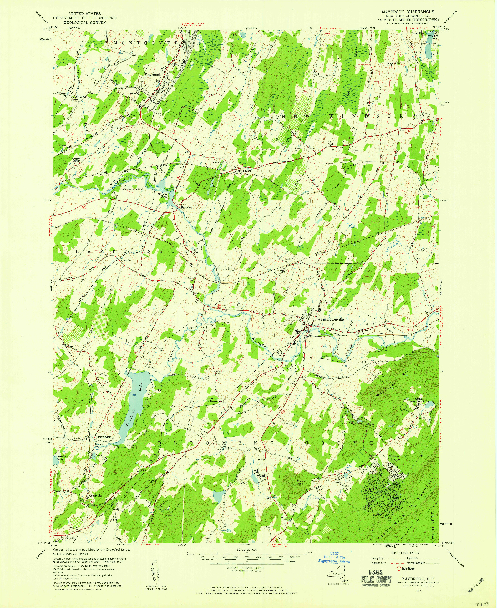 USGS 1:24000-SCALE QUADRANGLE FOR MAYBROOK, NY 1957