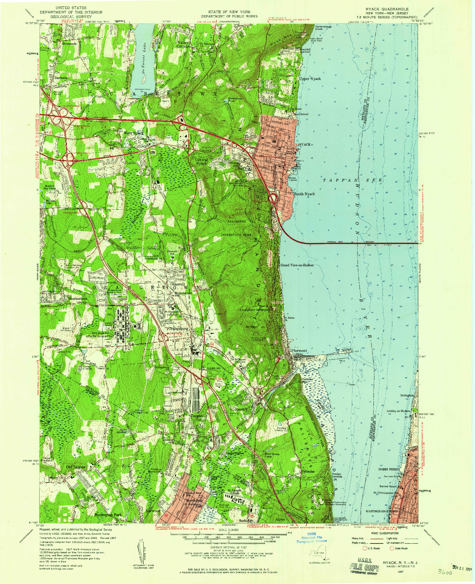 USGS 1:24000-SCALE QUADRANGLE FOR NYACK, NY 1957