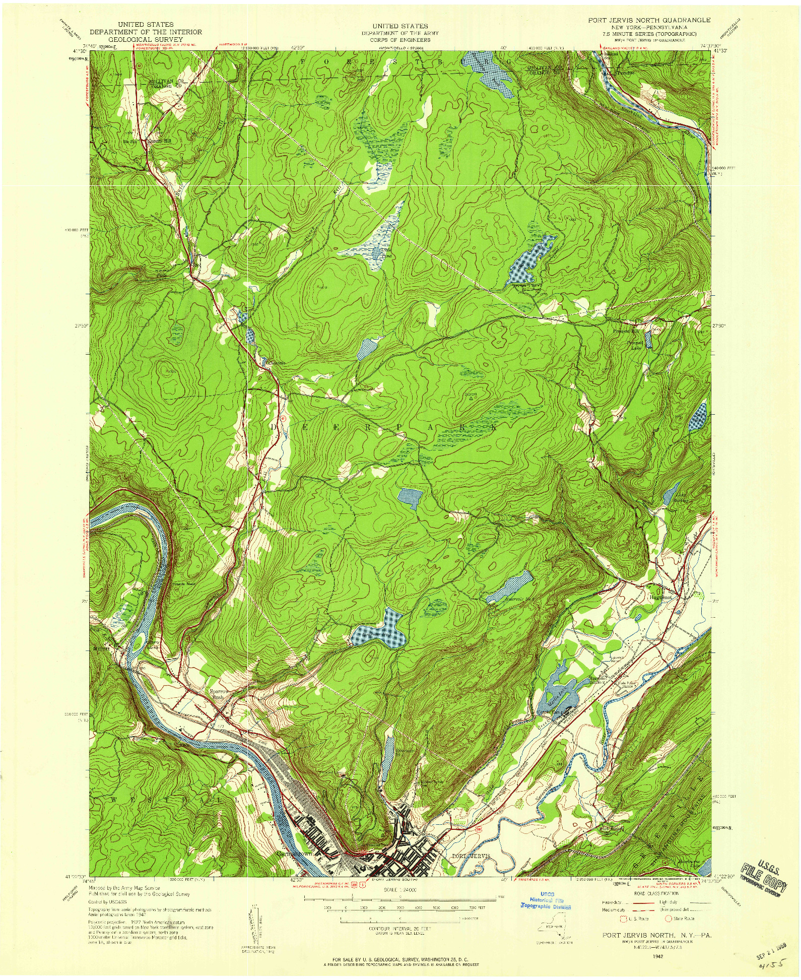 USGS 1:24000-SCALE QUADRANGLE FOR PORT JERVIS NORTH, NY 1942