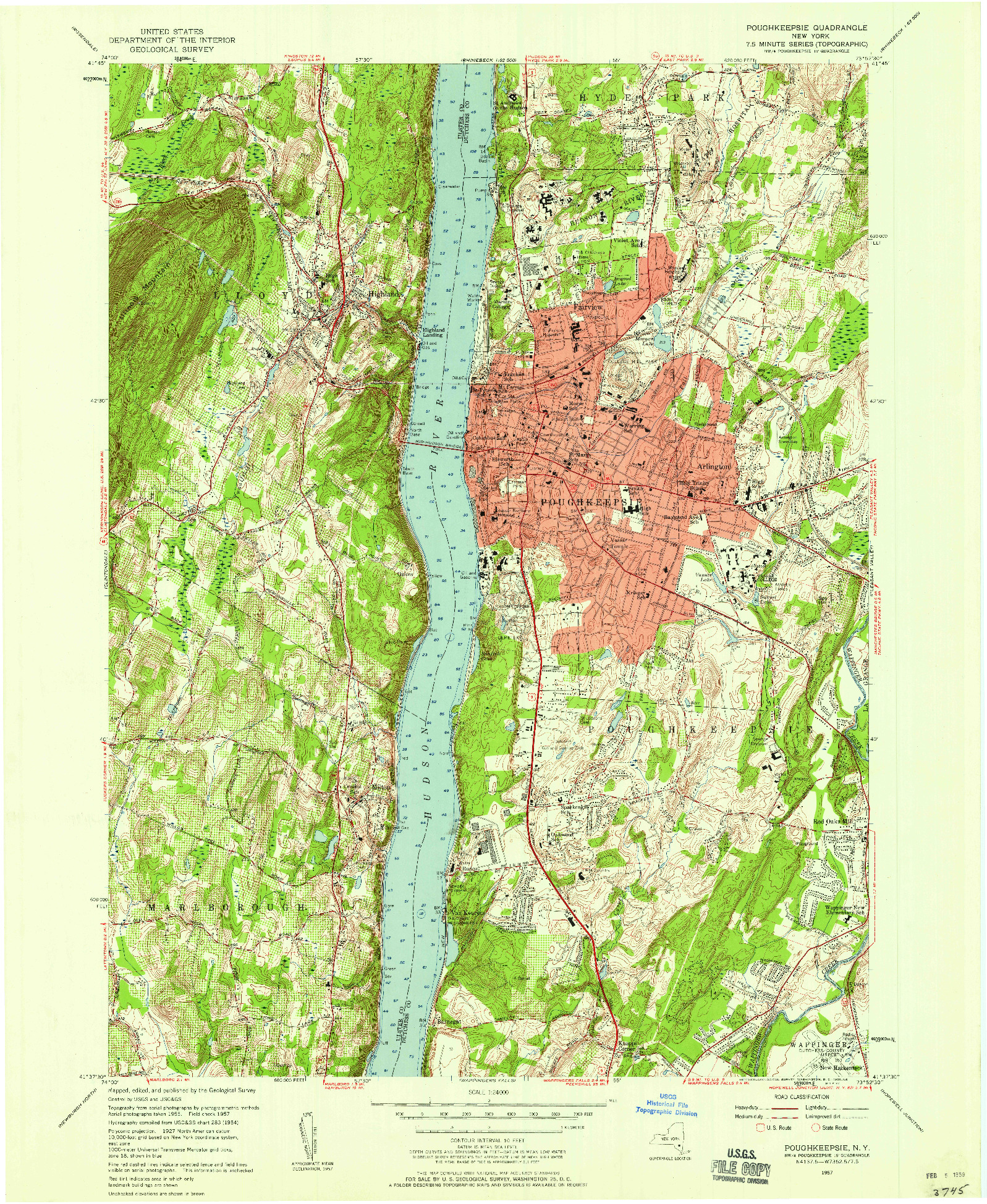 USGS 1:24000-SCALE QUADRANGLE FOR POUGHKEEPSIE, NY 1957