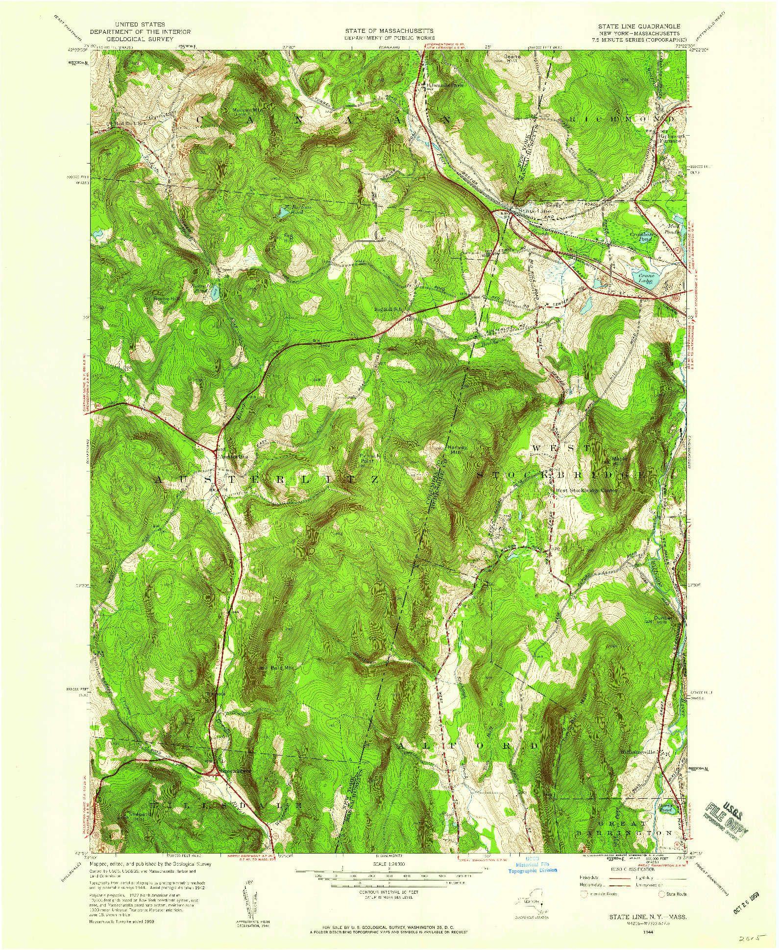 USGS 1:24000-SCALE QUADRANGLE FOR STATE LINE, NY 1944