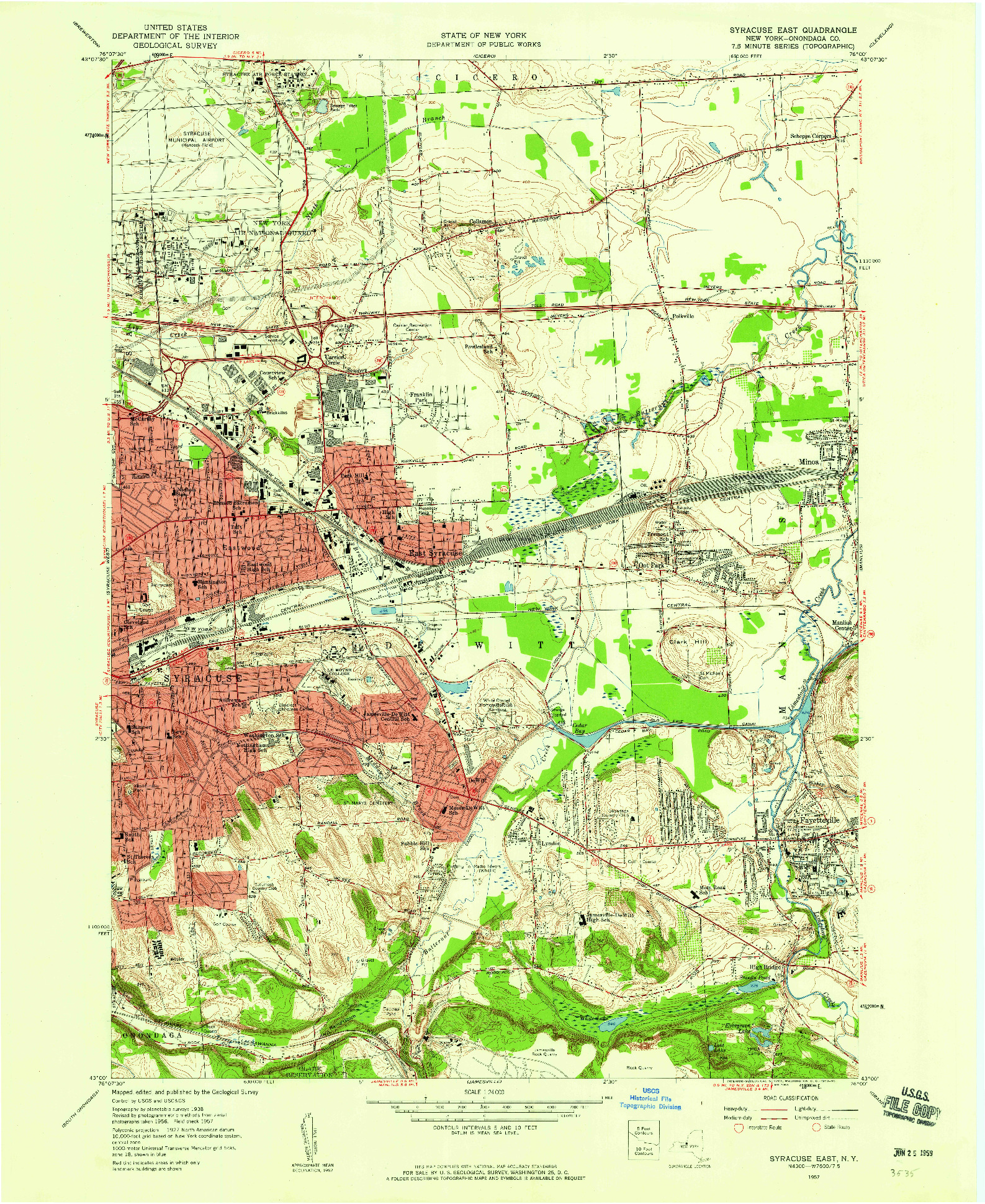 USGS 1:24000-SCALE QUADRANGLE FOR SYRACUSE EAST, NY 1957