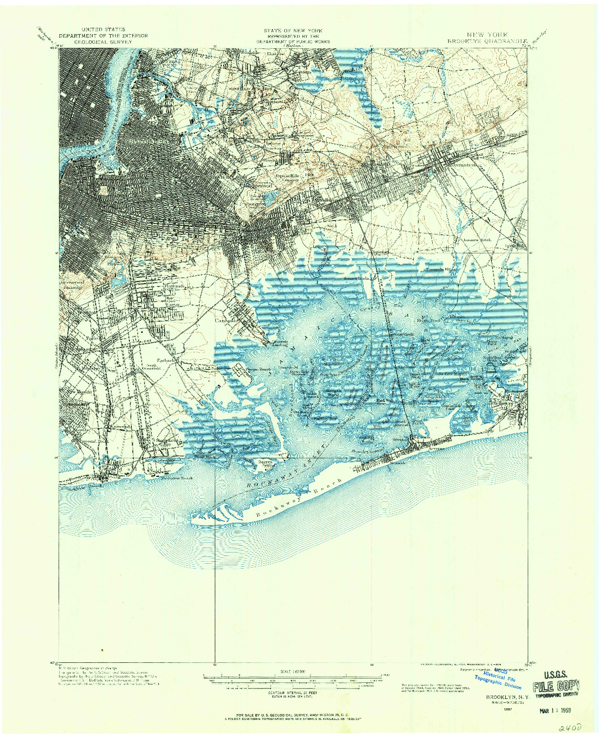 USGS 1:62500-SCALE QUADRANGLE FOR BROOKLYN, NY 1897