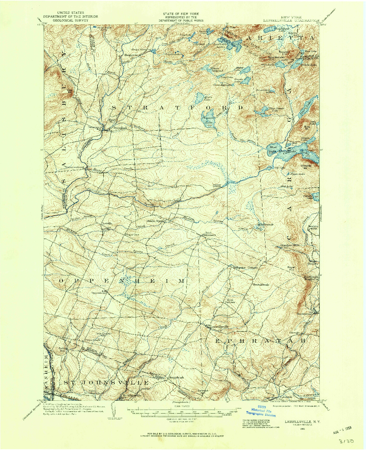 USGS 1:62500-SCALE QUADRANGLE FOR LASSELLSVILLE, NY 1901