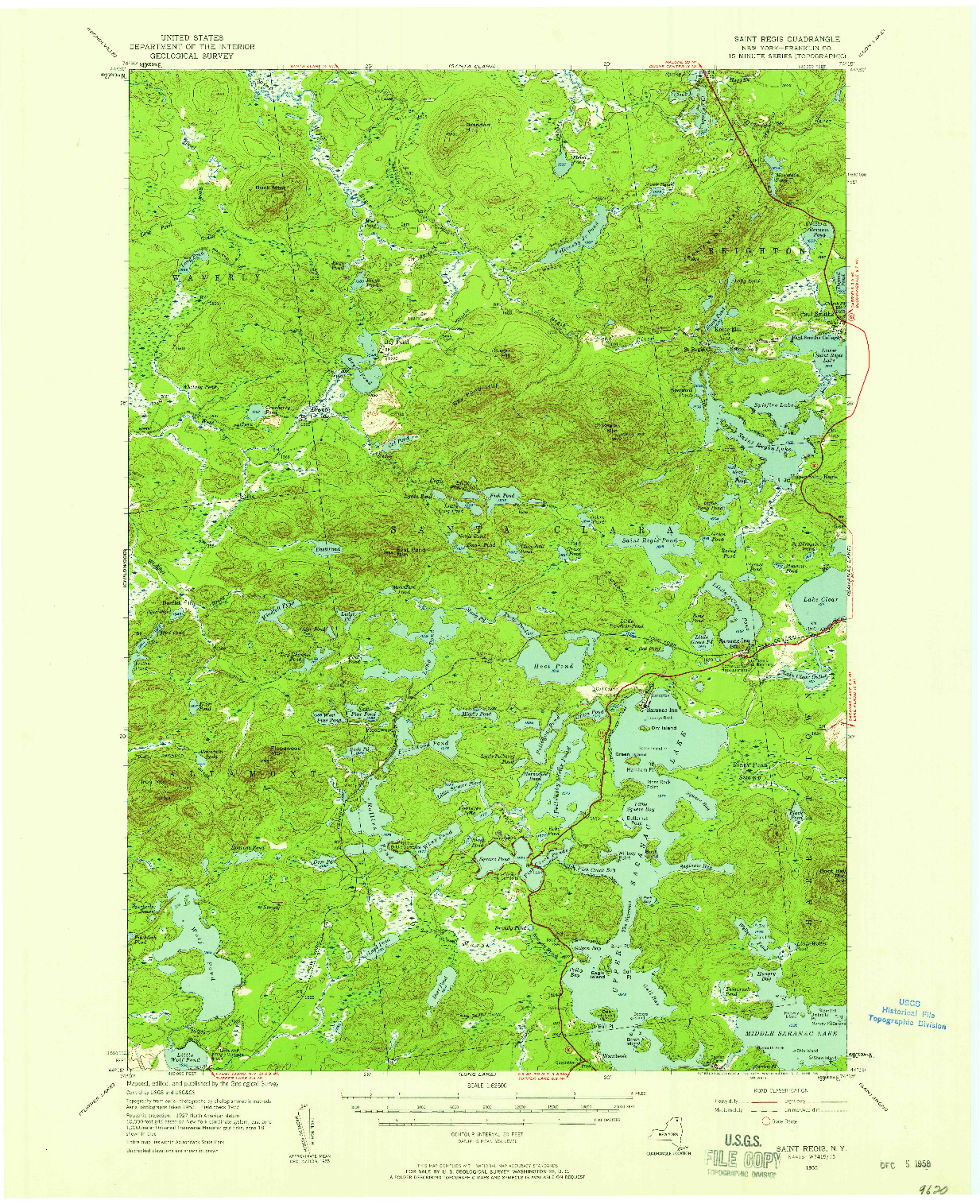 USGS 1:62500-SCALE QUADRANGLE FOR SAINT REGIS, NY 1955