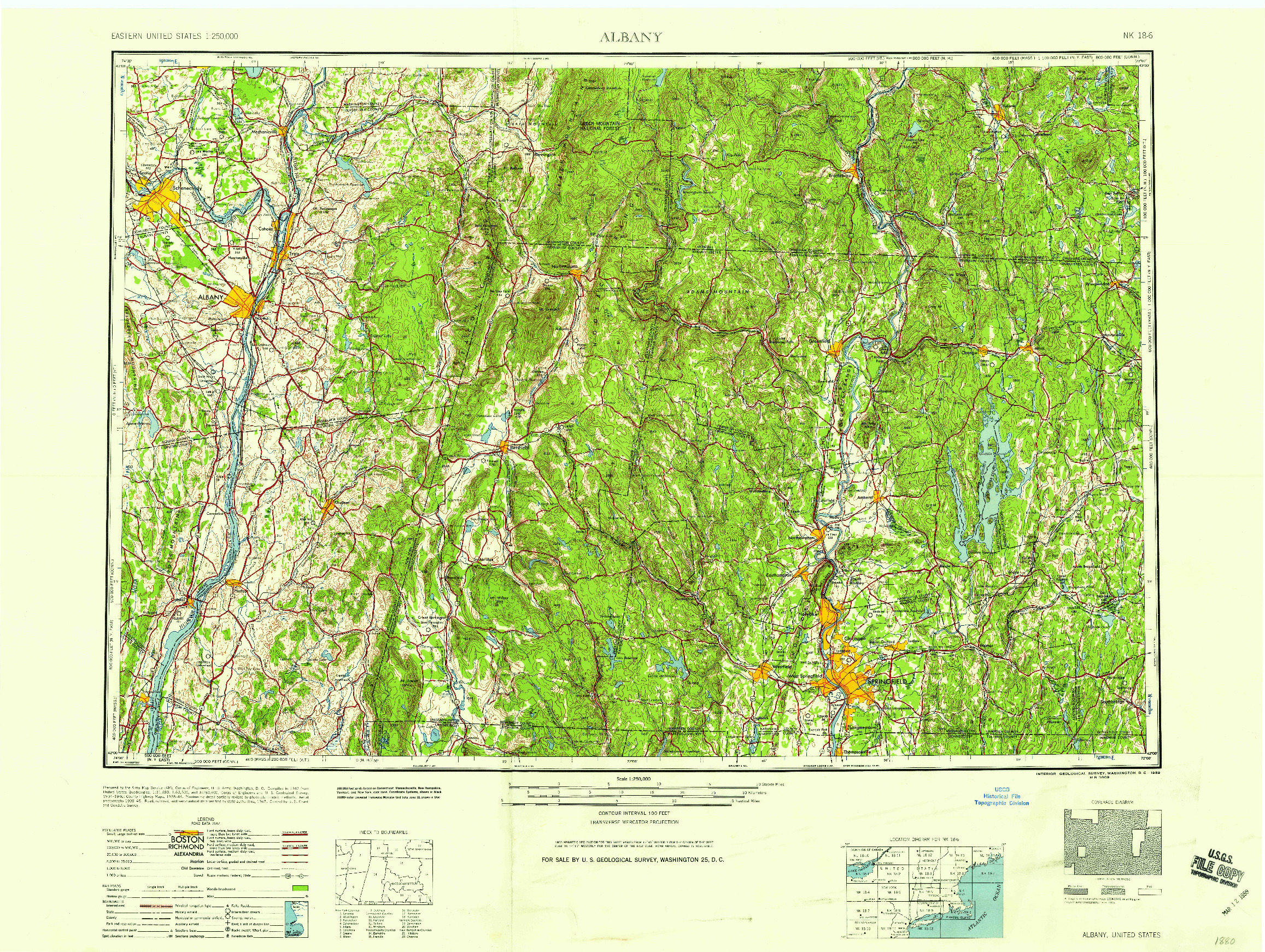 USGS 1:250000-SCALE QUADRANGLE FOR ALBANY, NY 1959
