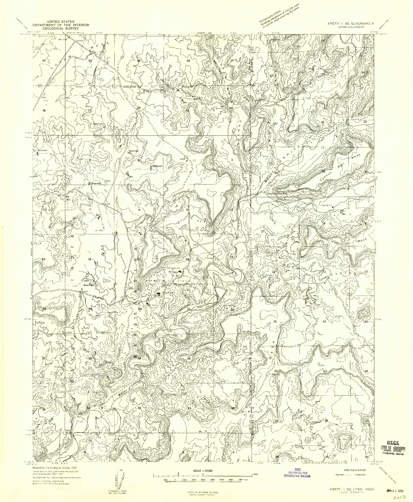USGS 1:24000-SCALE QUADRANGLE FOR ANETH 1 SE, UT 1958