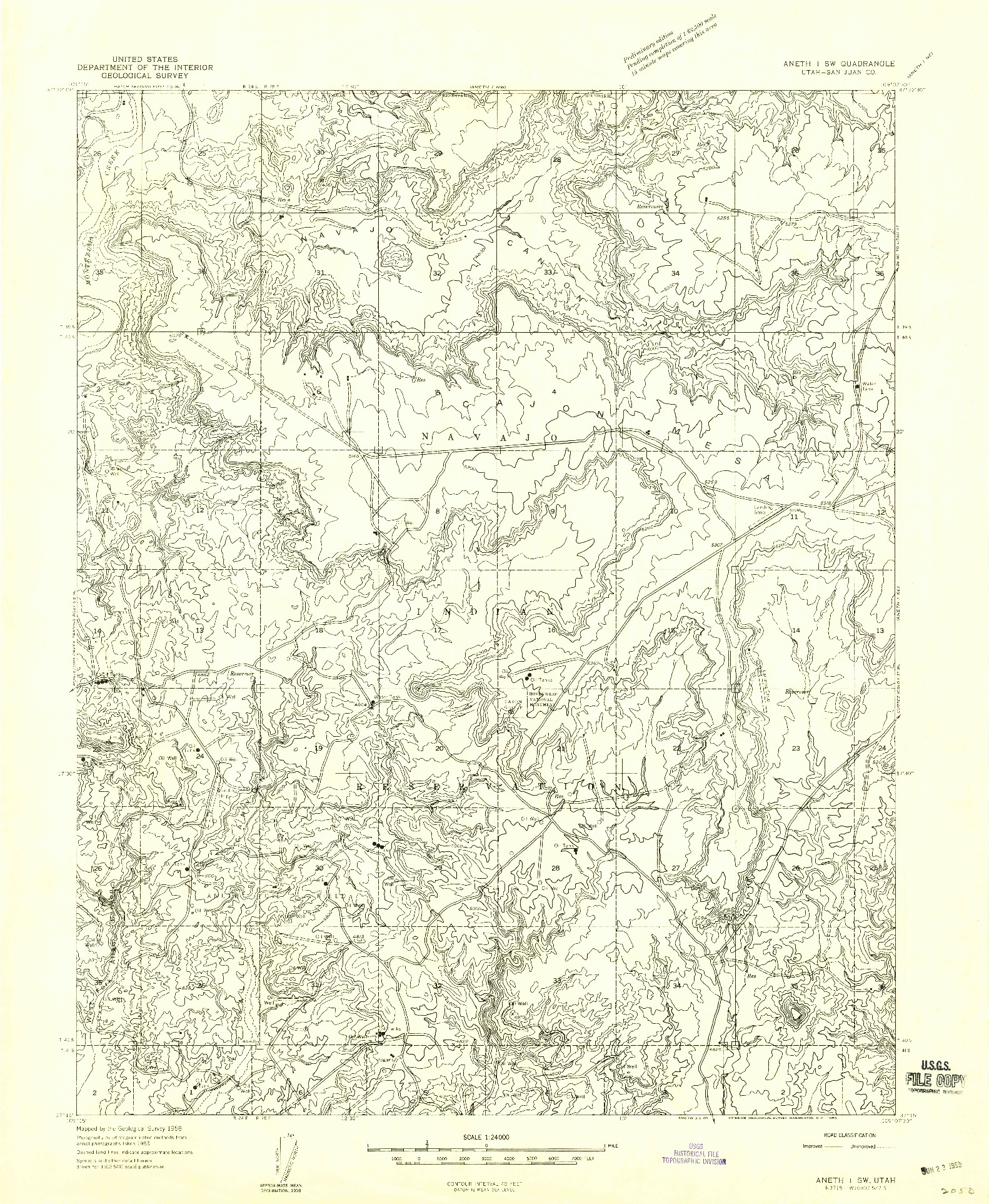 USGS 1:24000-SCALE QUADRANGLE FOR ANETH 1 SW, UT 1958