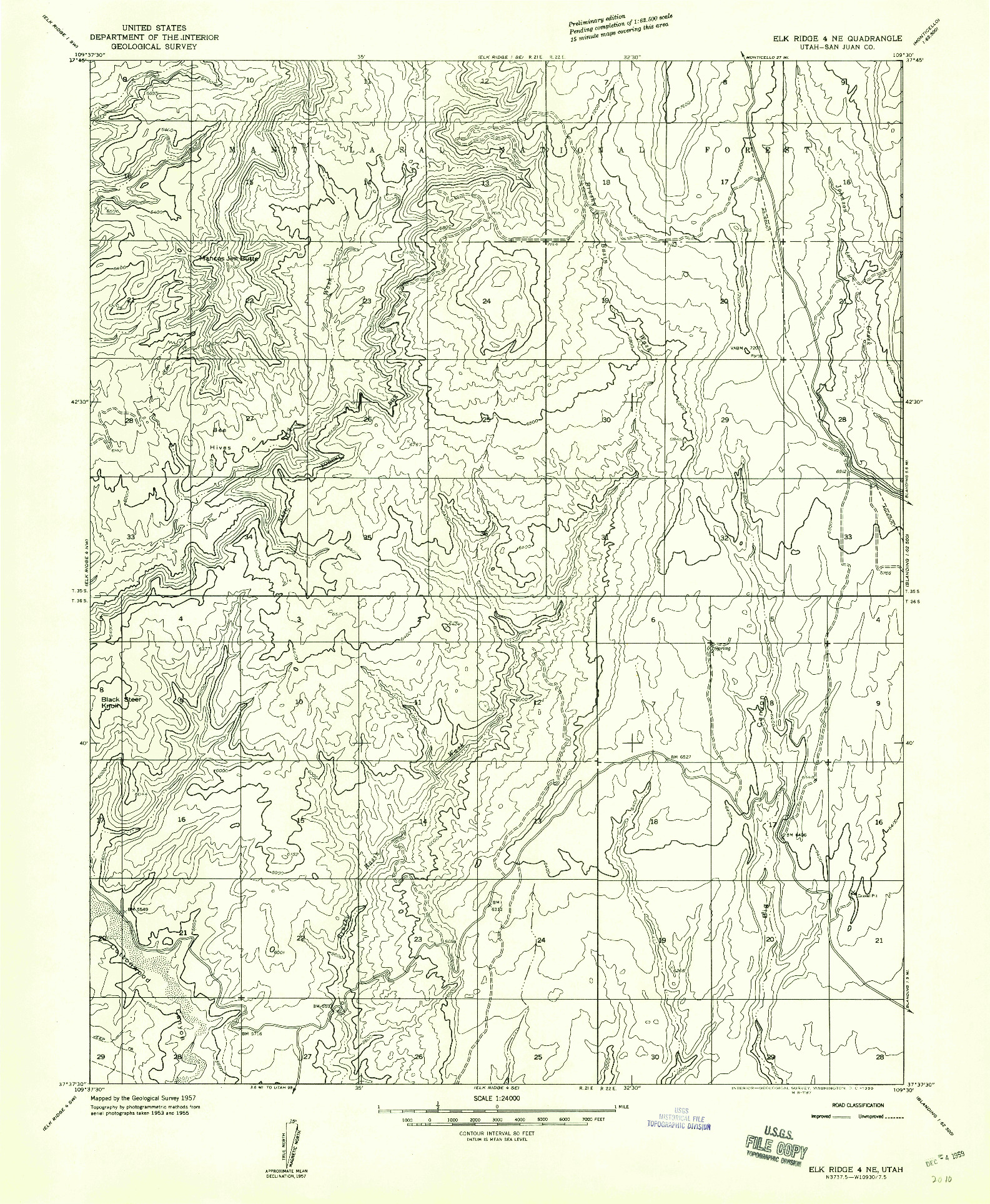 USGS 1:24000-SCALE QUADRANGLE FOR ELK RIDGE 4 NE, UT 1957