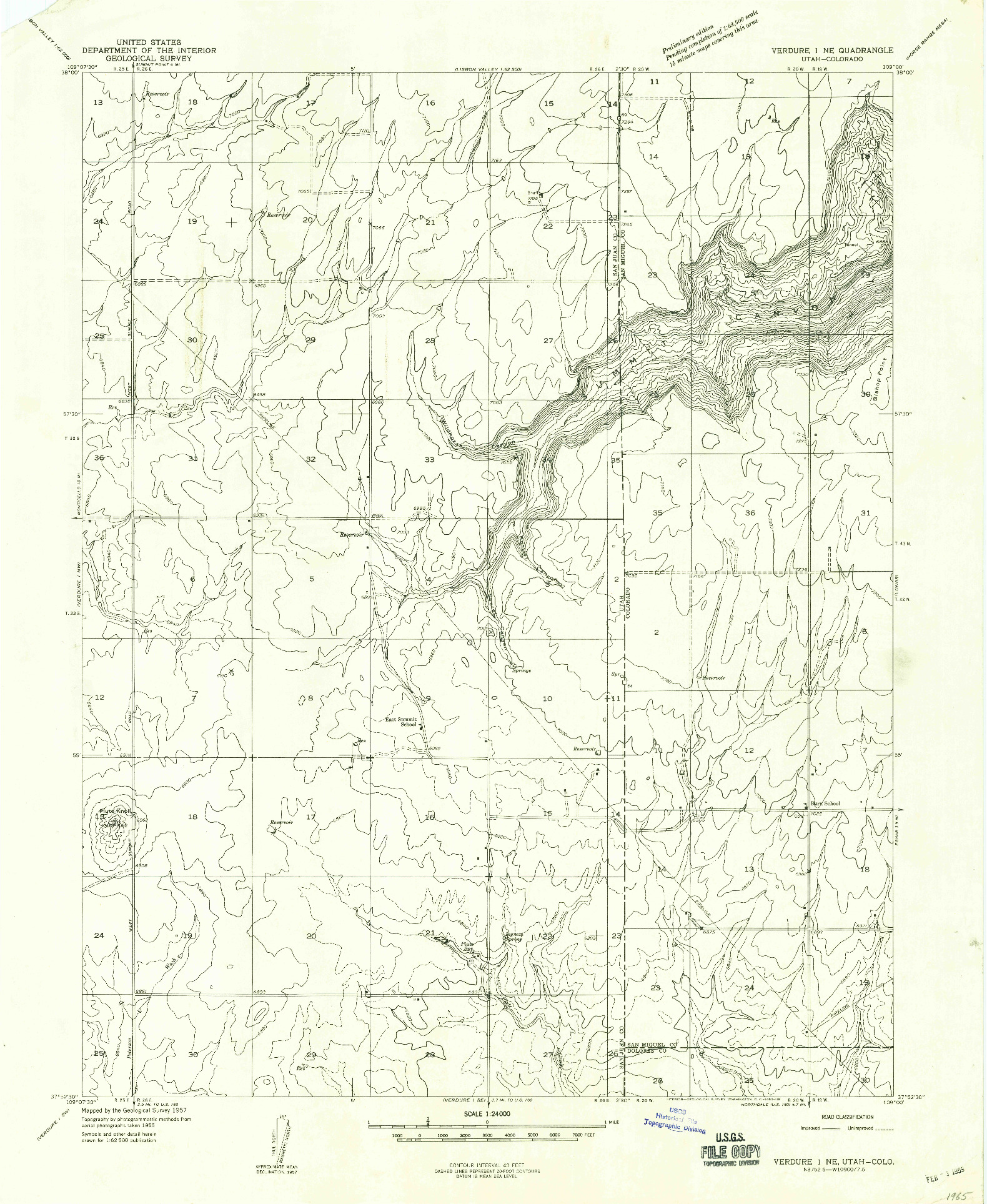 USGS 1:24000-SCALE QUADRANGLE FOR VERDURE 1 NE, UT 1959