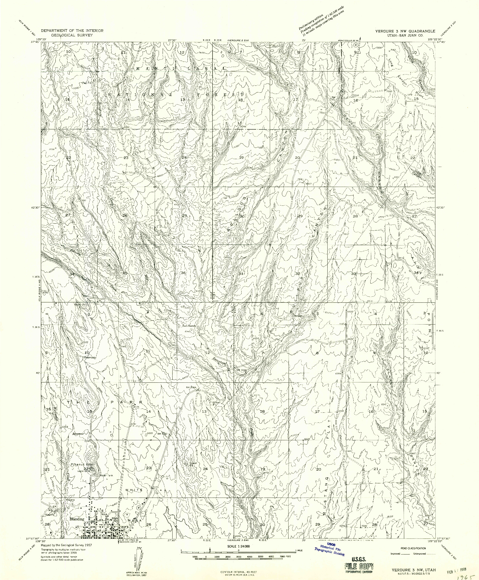 USGS 1:24000-SCALE QUADRANGLE FOR VERDURE 3 NW, UT 1959