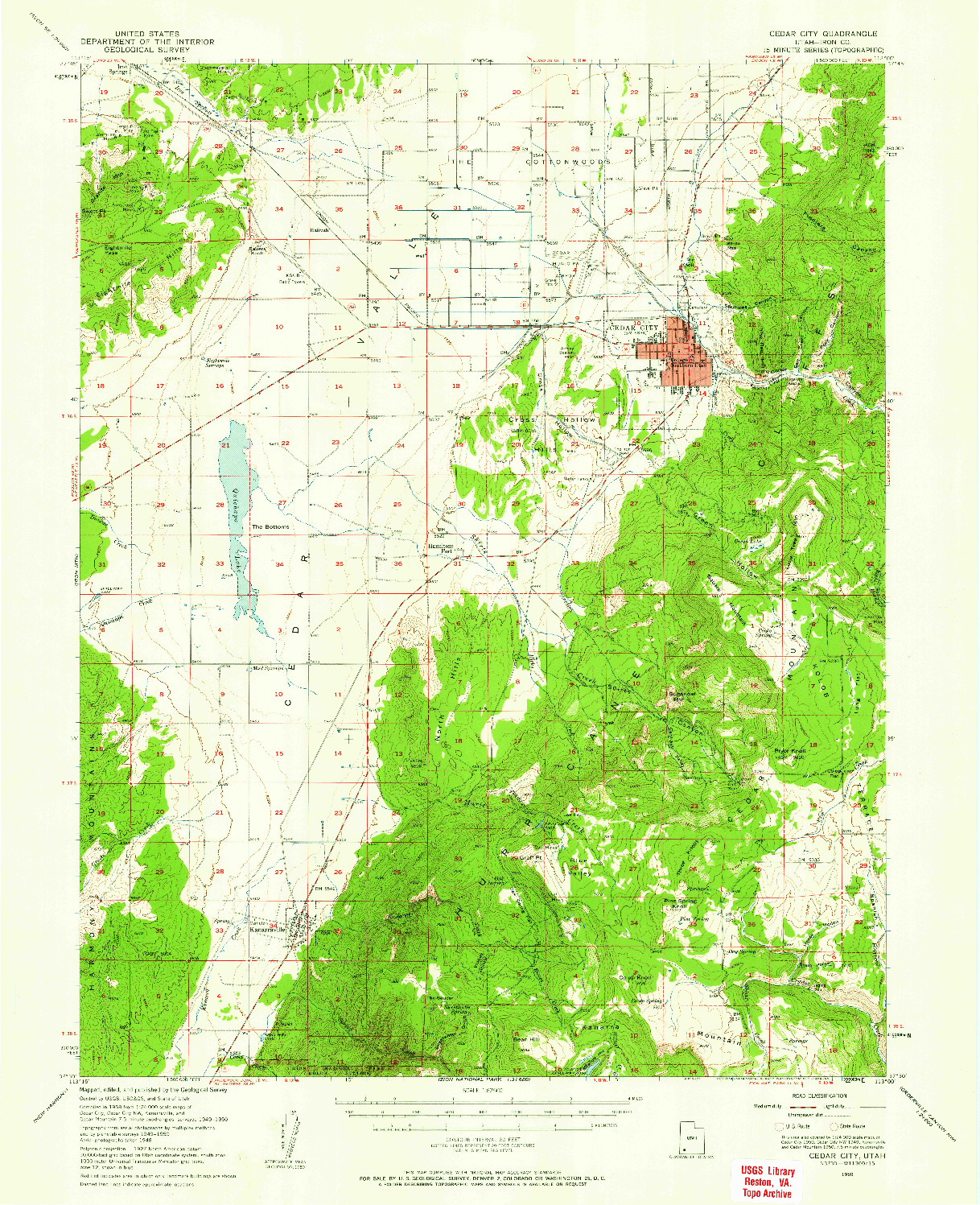 USGS 1:62500-SCALE QUADRANGLE FOR CEDAR CITY, UT 1950