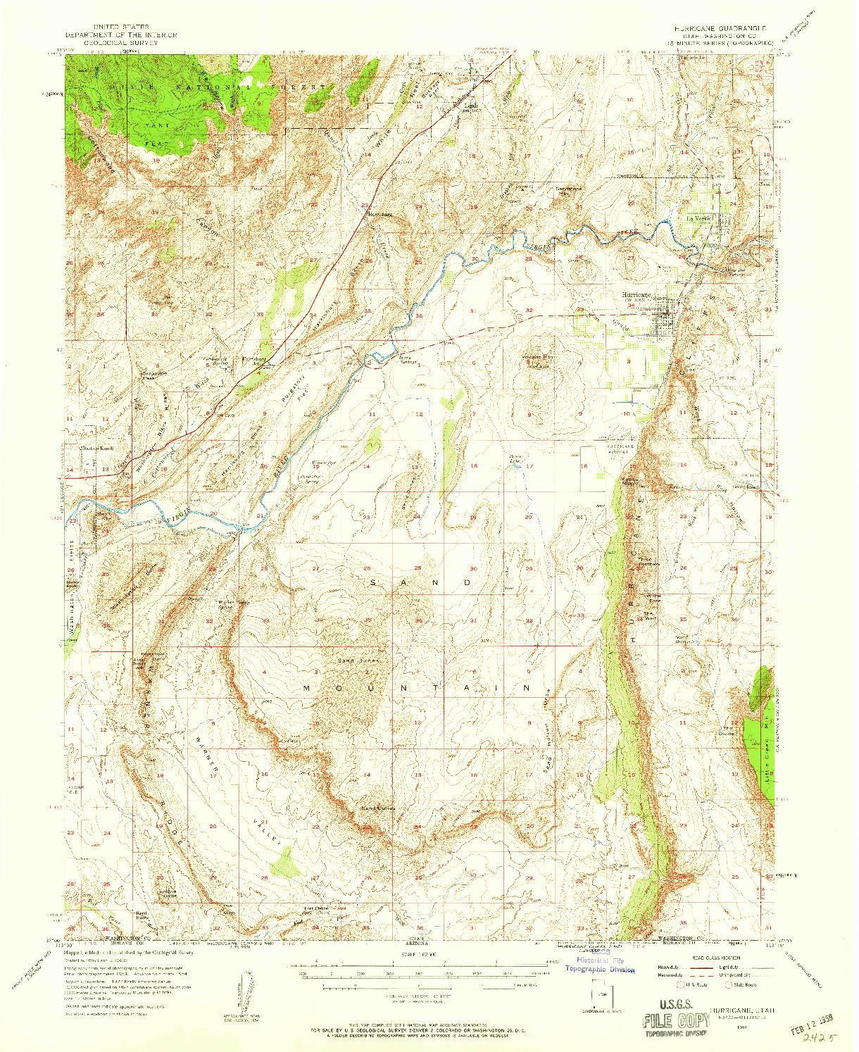 USGS 1:62500-SCALE QUADRANGLE FOR HURRICANE, UT 1954