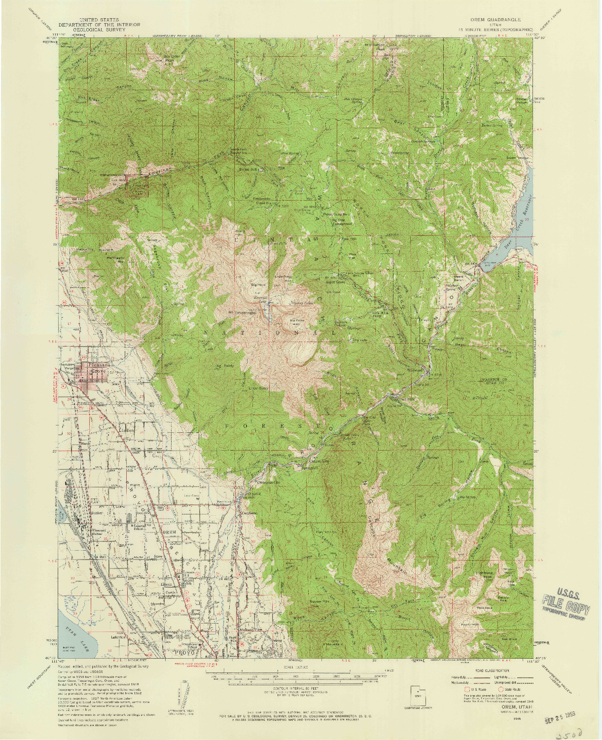 USGS 1:62500-SCALE QUADRANGLE FOR OREM, UT 1948