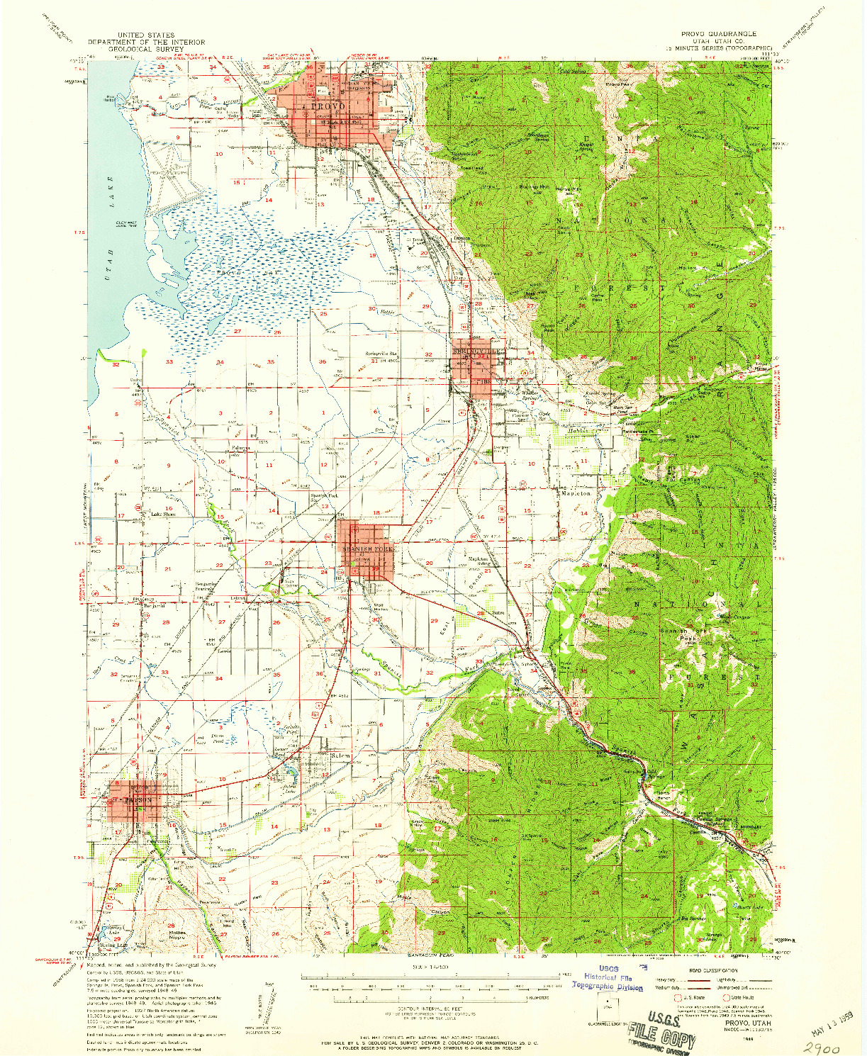 USGS 1:62500-SCALE QUADRANGLE FOR PROVO, UT 1949