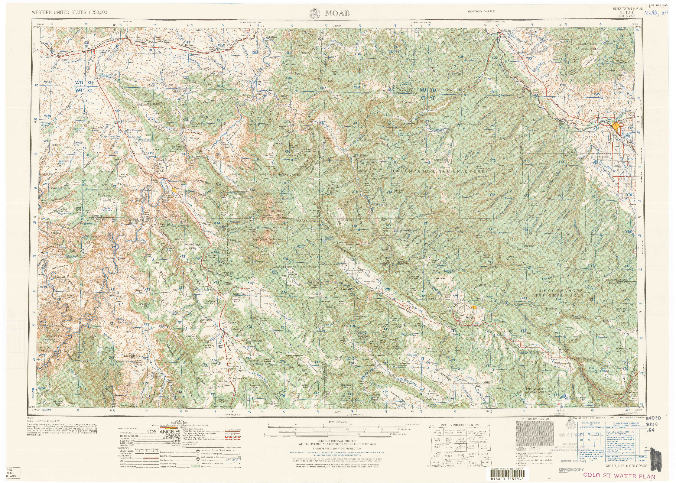 USGS 1:250000-SCALE QUADRANGLE FOR MOAB, UT 1959