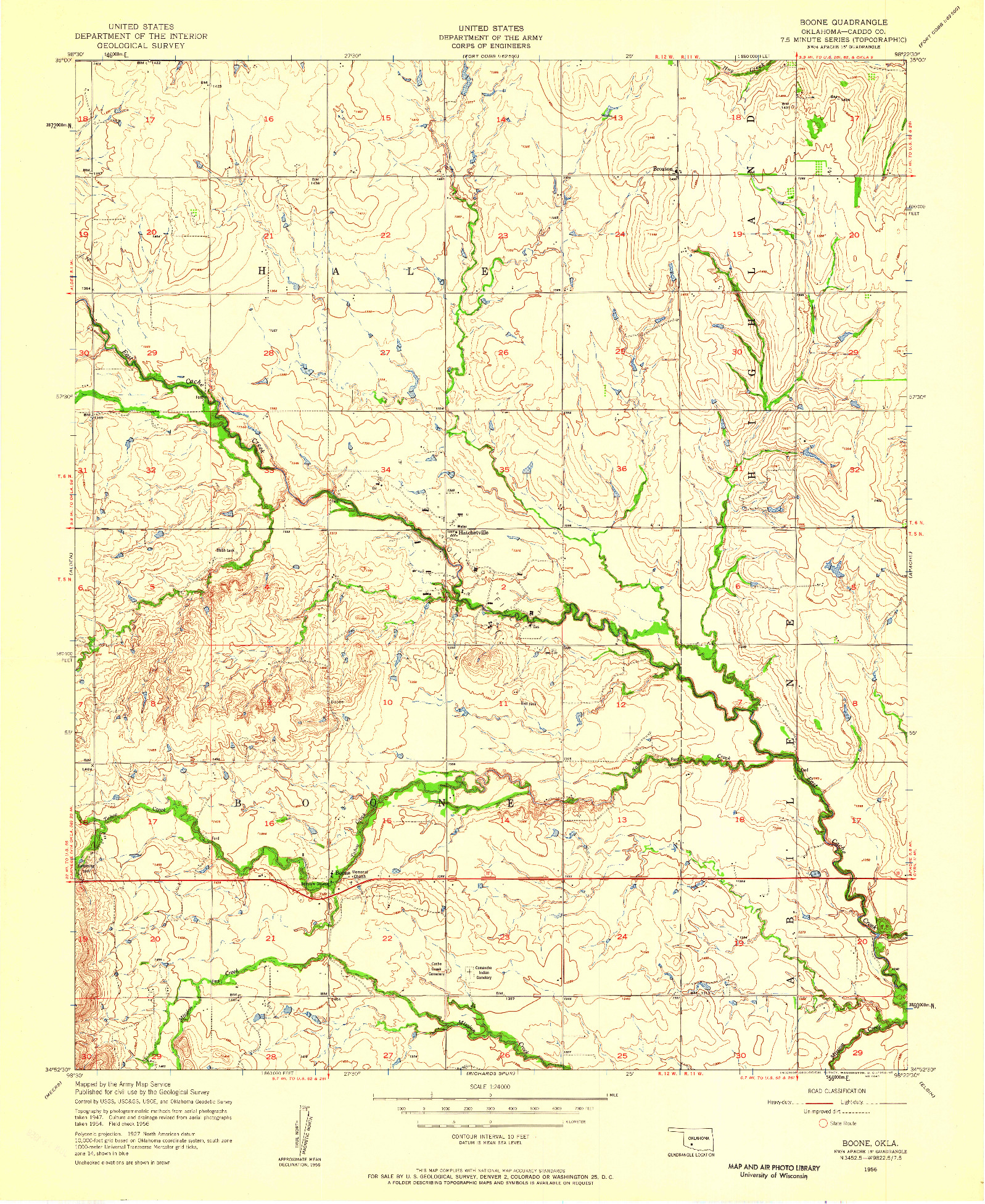 USGS 1:24000-SCALE QUADRANGLE FOR BOONE, OK 1956