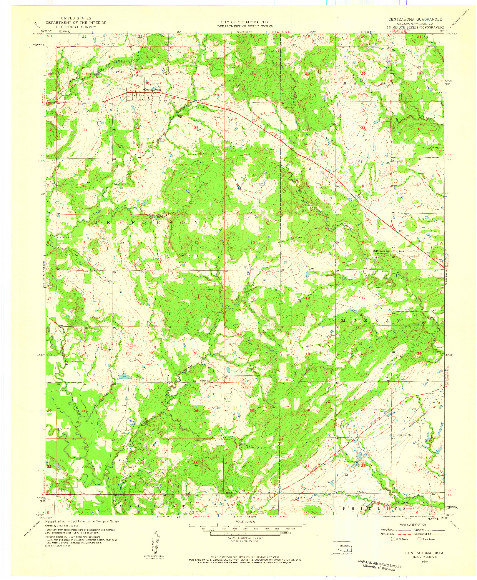 USGS 1:24000-SCALE QUADRANGLE FOR CENTRAHOMA, OK 1957