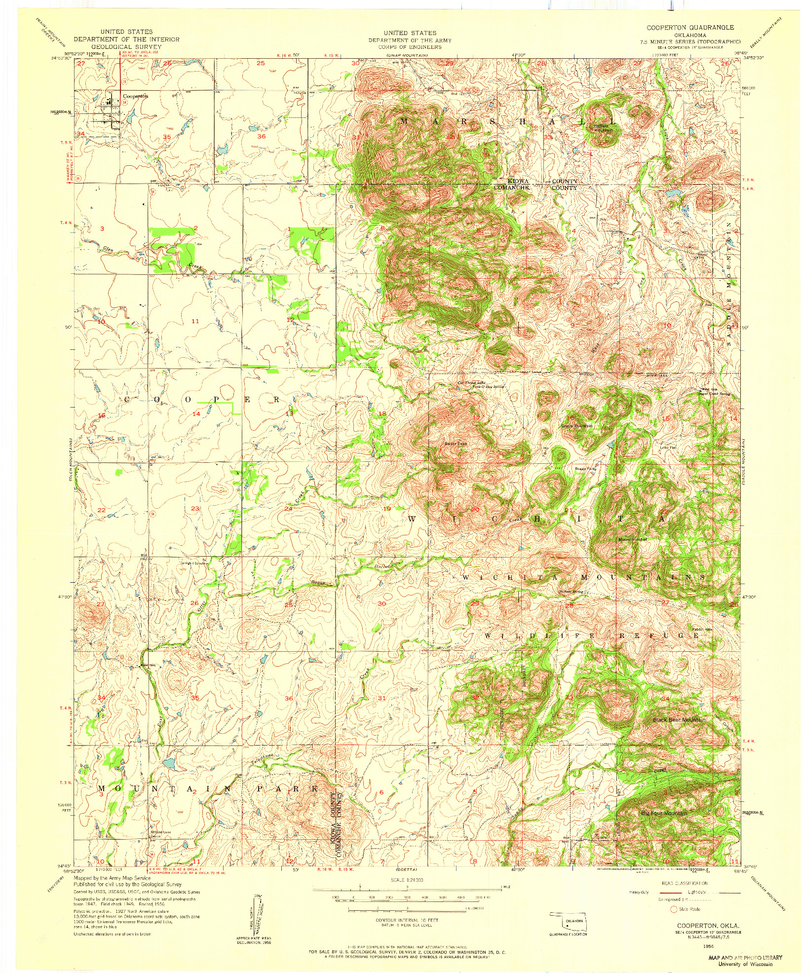 USGS 1:24000-SCALE QUADRANGLE FOR COOPERTON, OK 1956