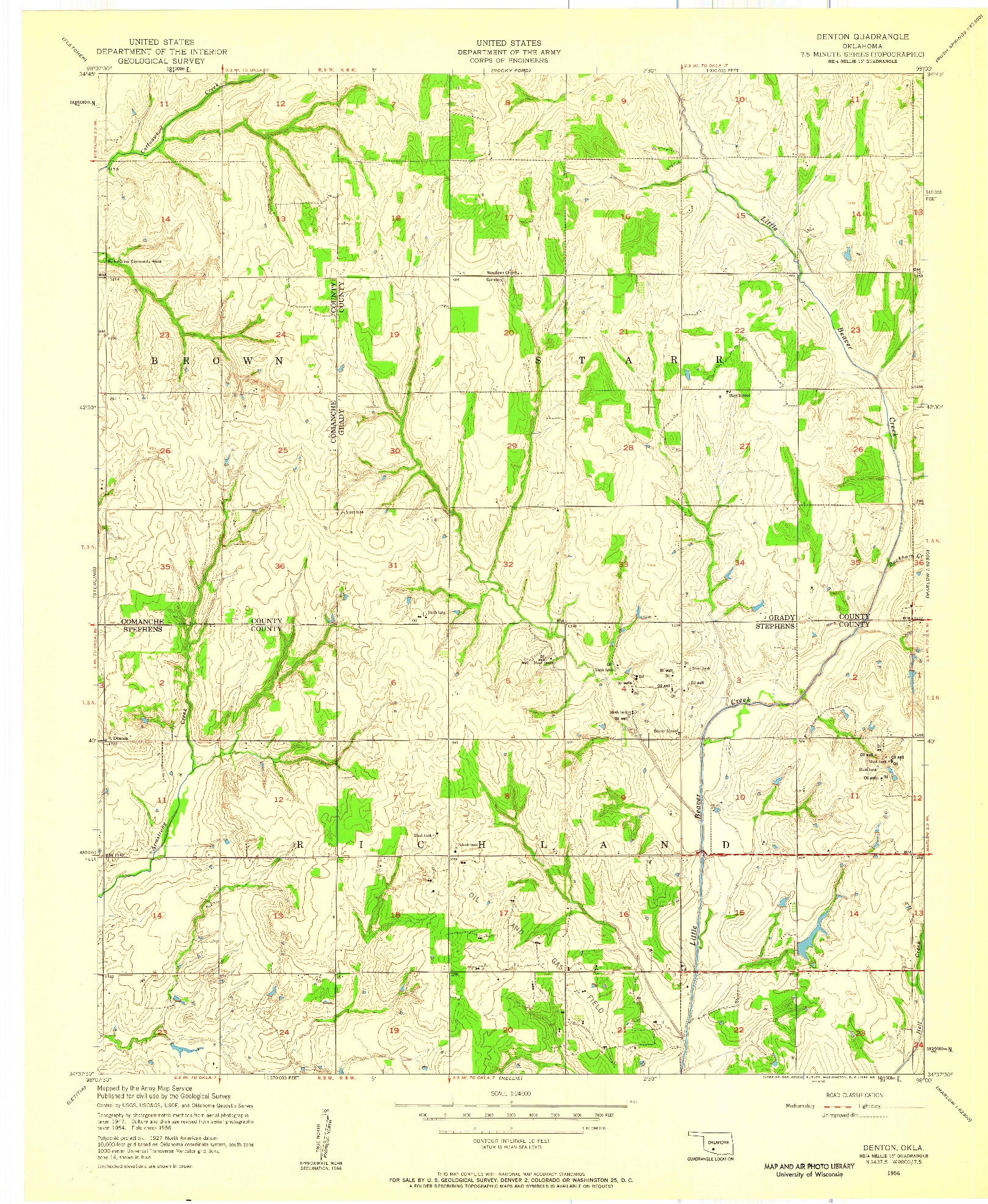 USGS 1:24000-SCALE QUADRANGLE FOR DENTON, OK 1956