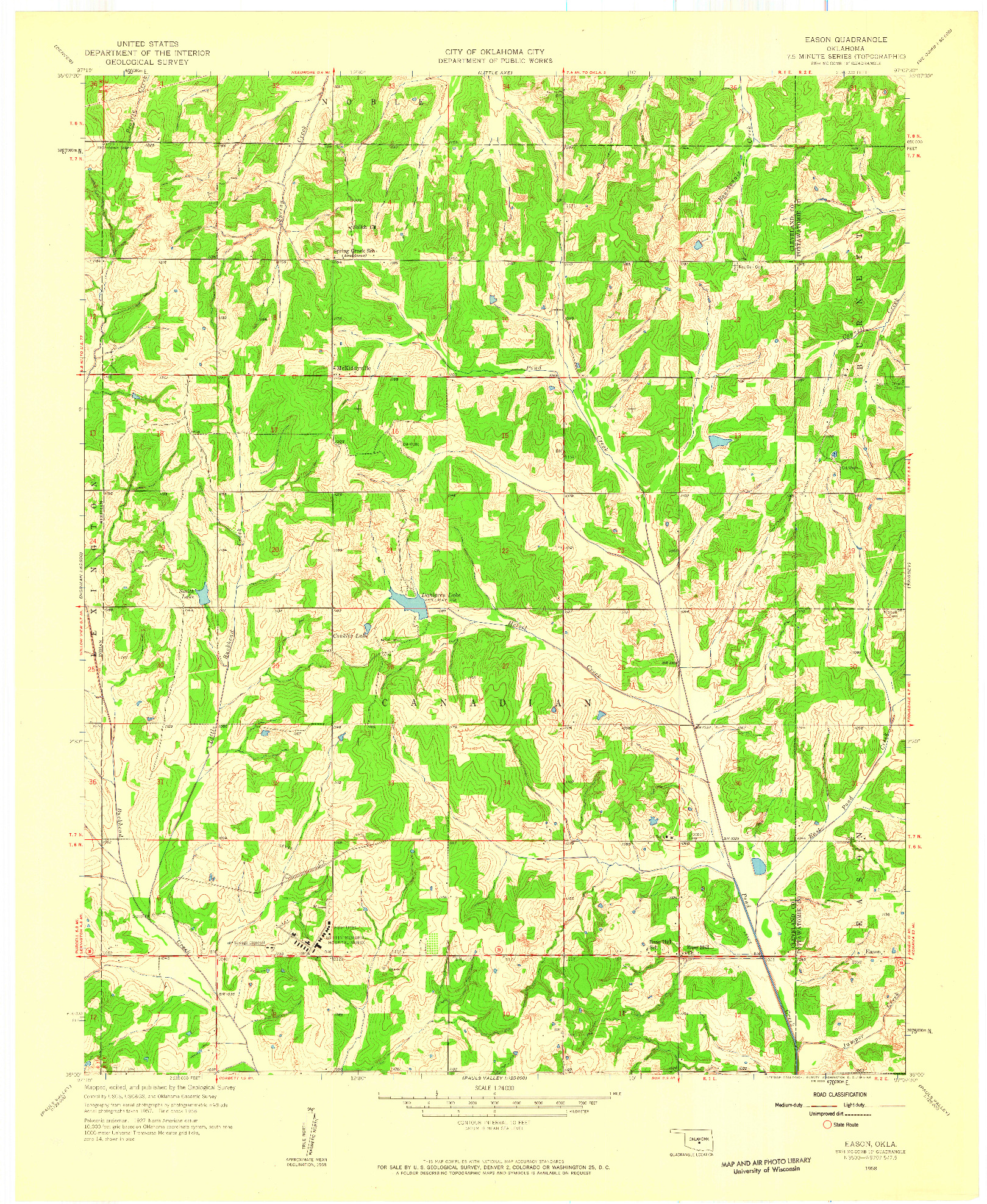 USGS 1:24000-SCALE QUADRANGLE FOR EASON, OK 1958