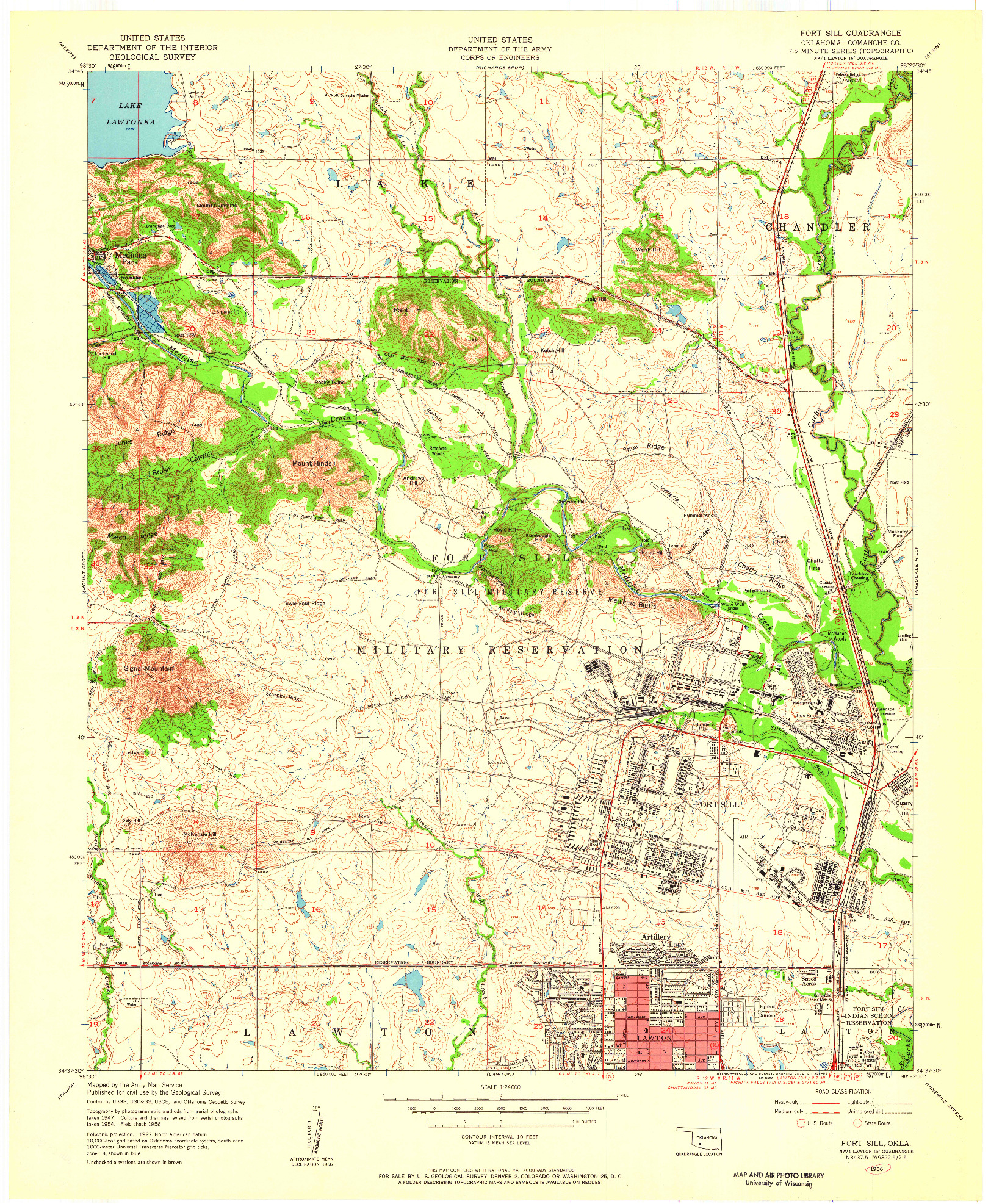 USGS 1:24000-SCALE QUADRANGLE FOR FORT SILL, OK 1956