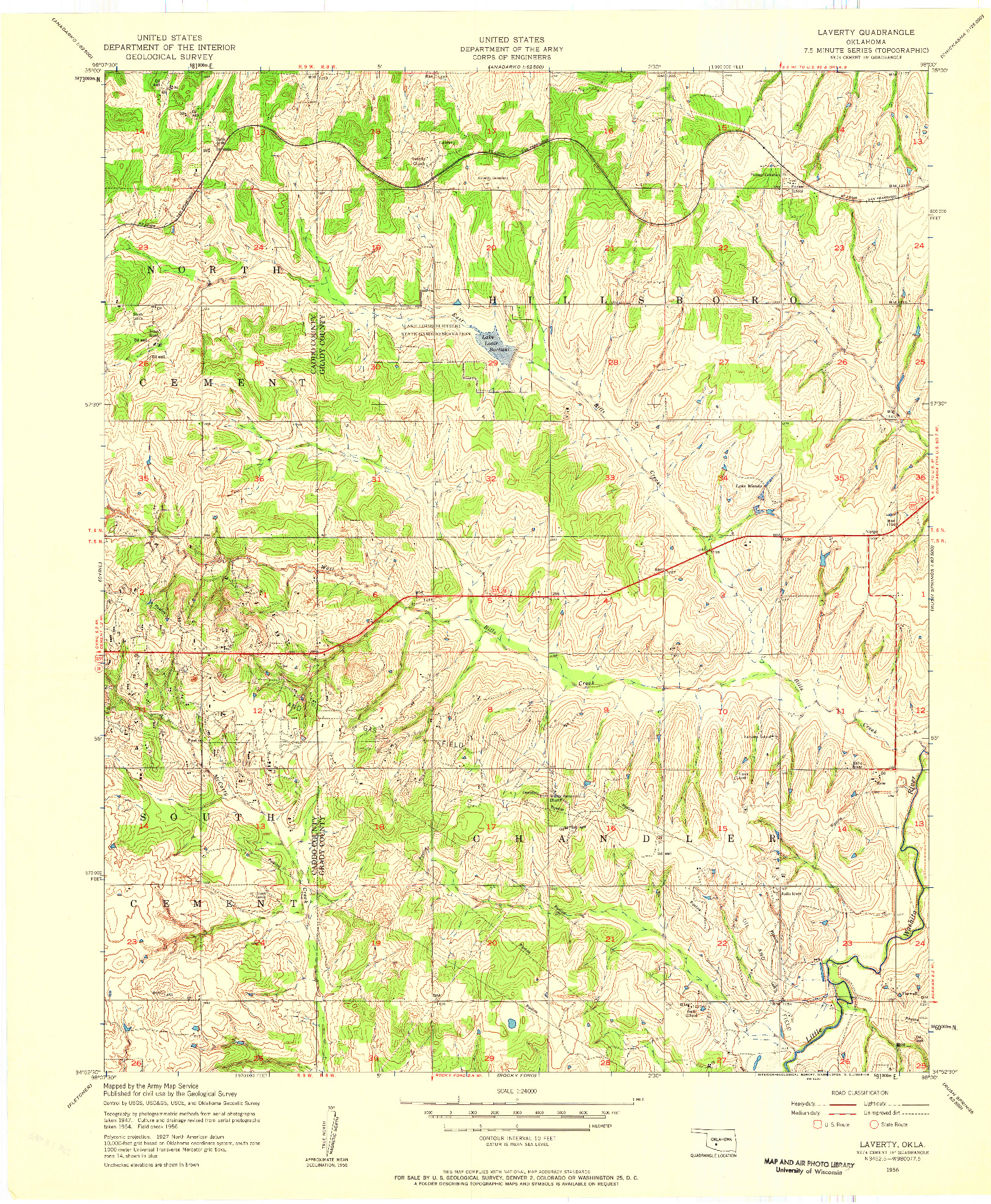 USGS 1:24000-SCALE QUADRANGLE FOR LAVERTY, OK 1956