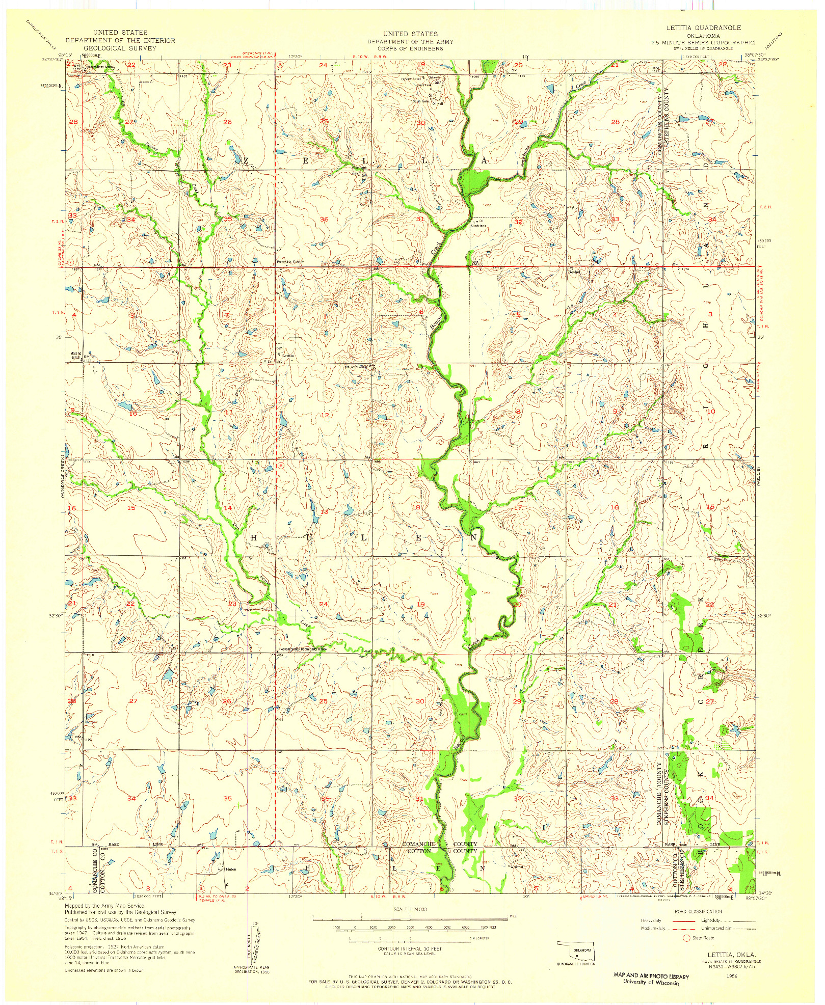 USGS 1:24000-SCALE QUADRANGLE FOR LETITIA, OK 1956