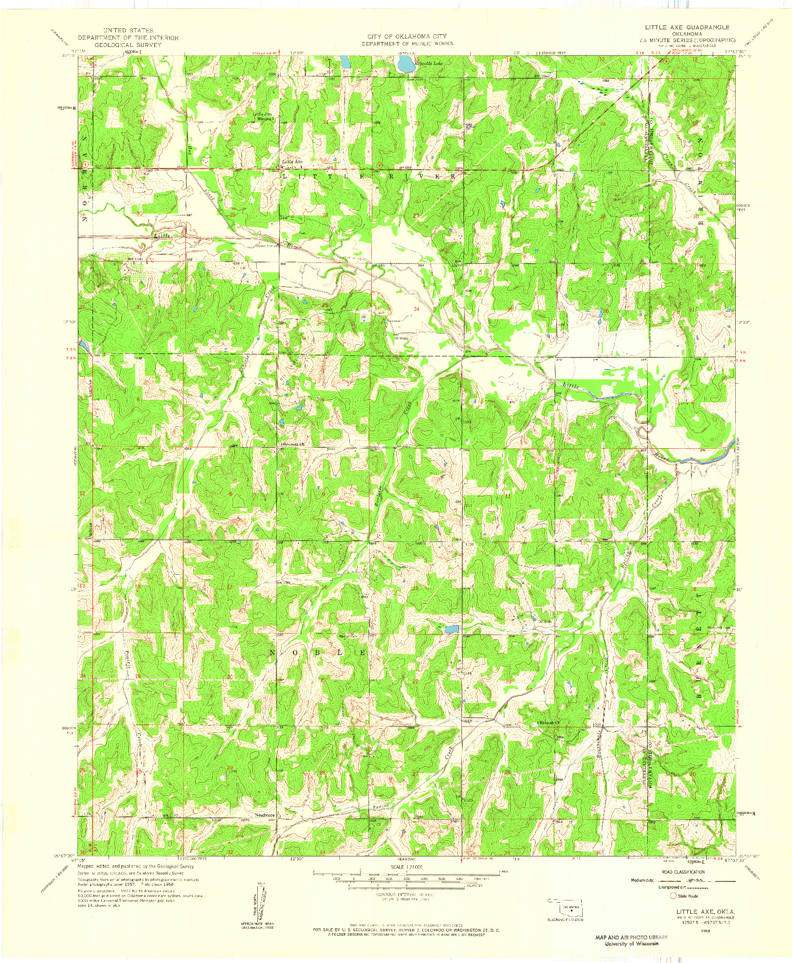 USGS 1:24000-SCALE QUADRANGLE FOR LITTLE AXE, OK 1958