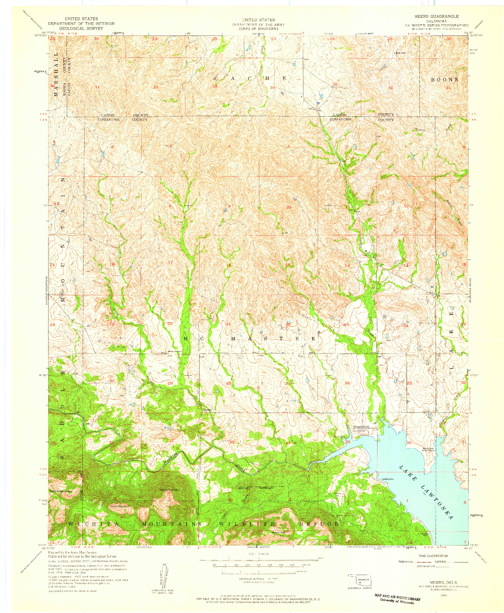 USGS 1:24000-SCALE QUADRANGLE FOR MEERS, OK 1956
