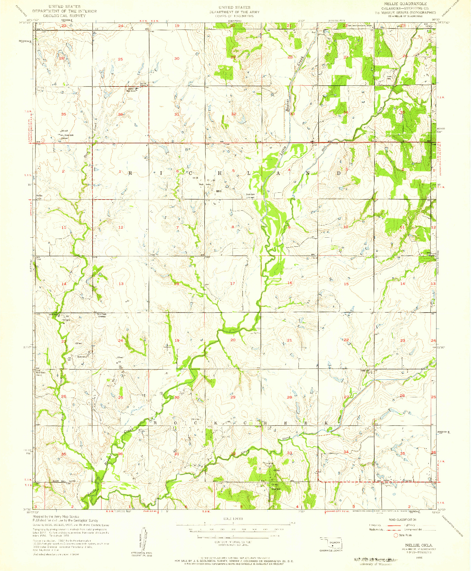 USGS 1:24000-SCALE QUADRANGLE FOR NELLIE, OK 1956