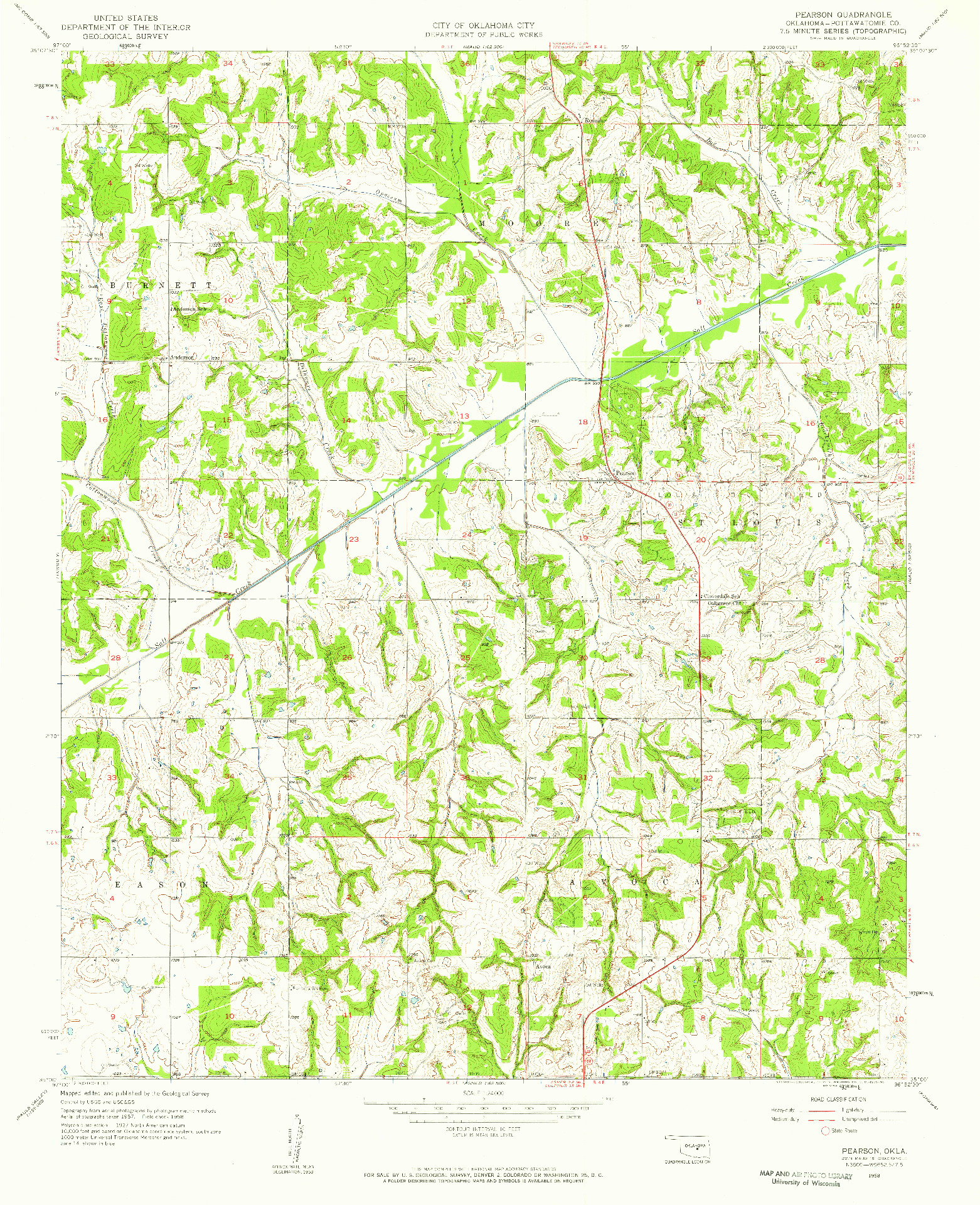 USGS 1:24000-SCALE QUADRANGLE FOR PEARSON, OK 1958