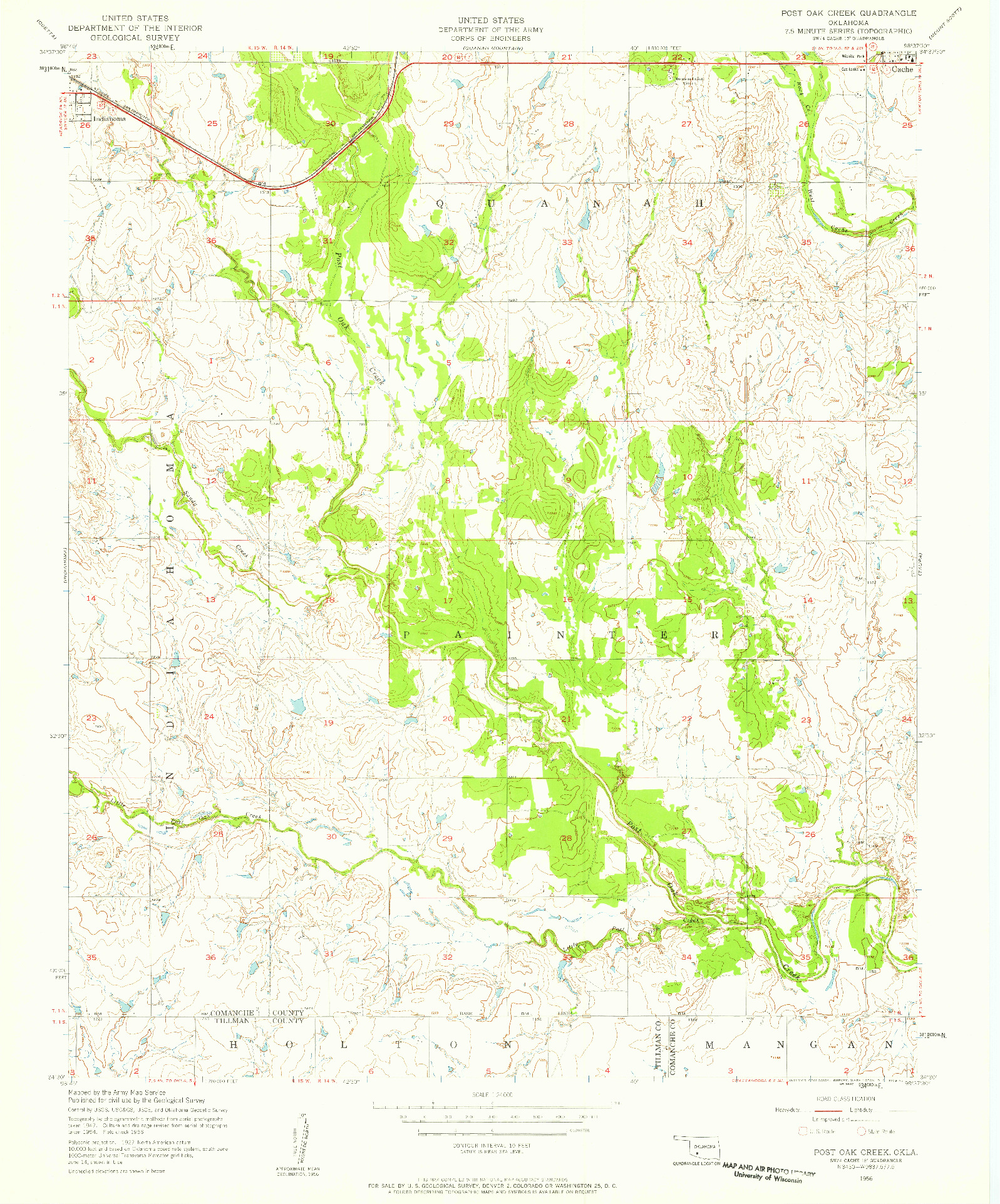 USGS 1:24000-SCALE QUADRANGLE FOR POST OAK CREEK, OK 1956