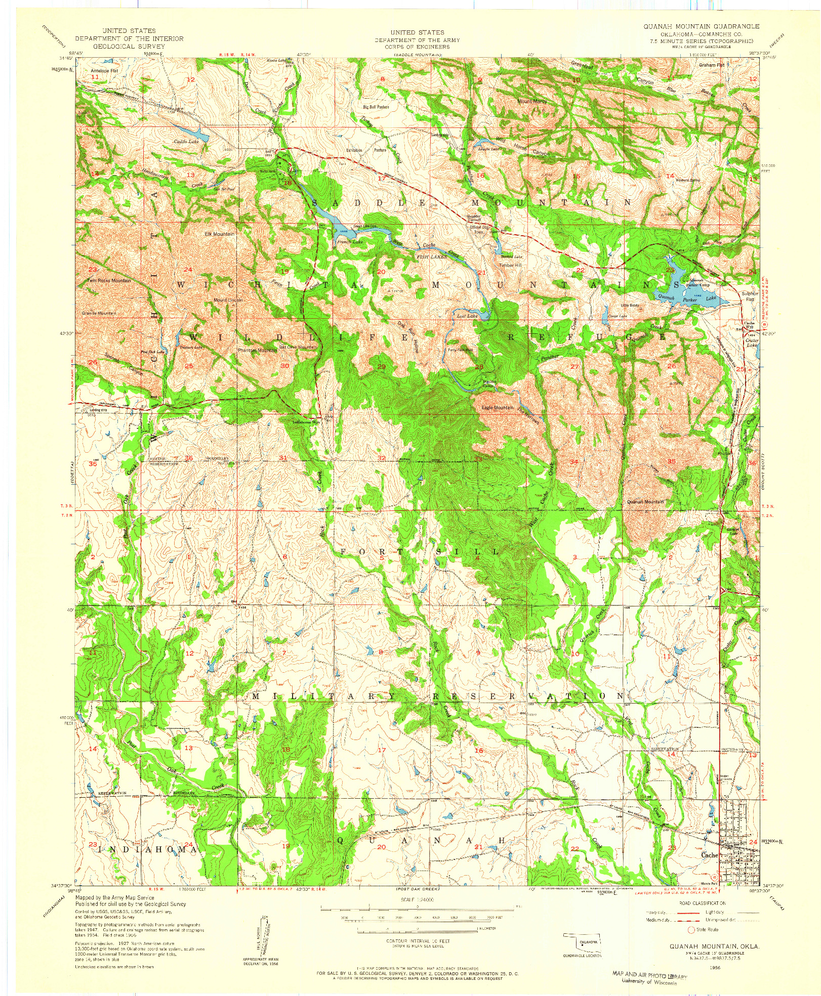 USGS 1:24000-SCALE QUADRANGLE FOR QUANAH MOUNTAIN, OK 1956