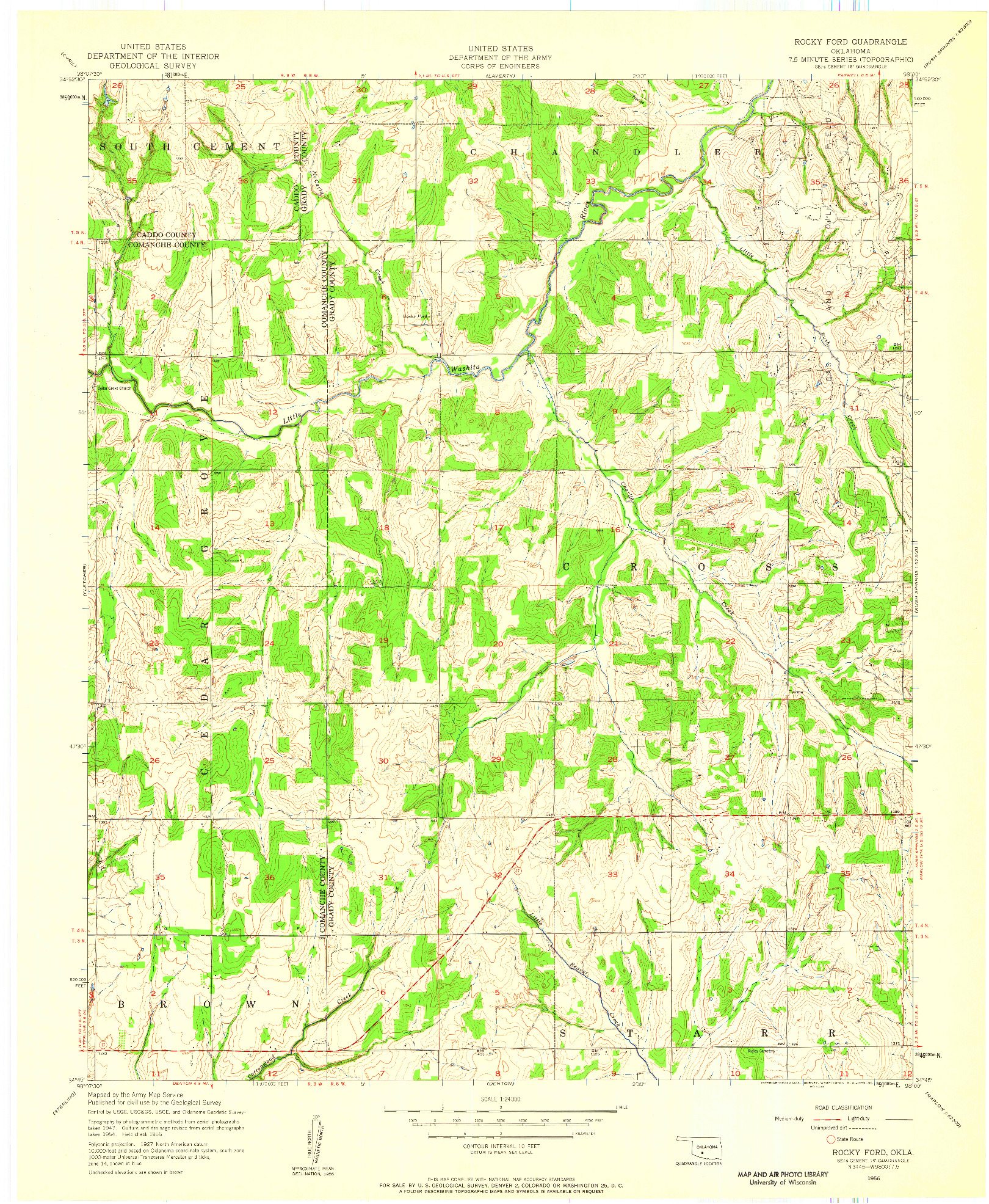 USGS 1:24000-SCALE QUADRANGLE FOR ROCKY FORD, OK 1956