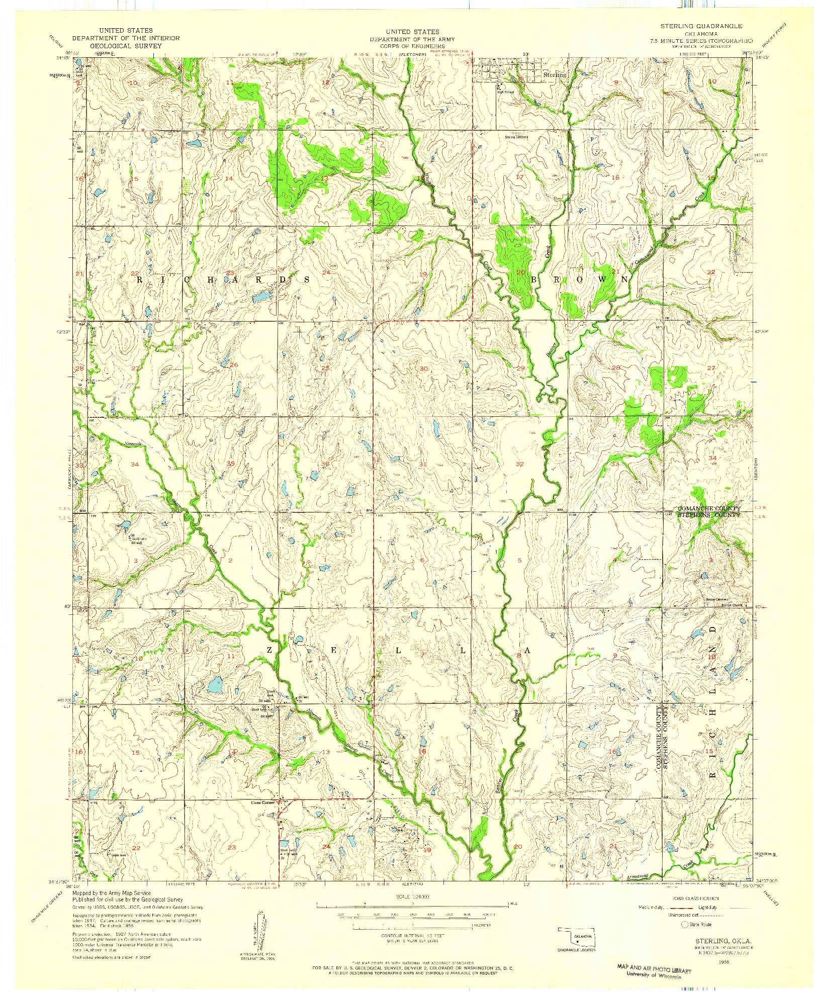 USGS 1:24000-SCALE QUADRANGLE FOR STERLING, OK 1956