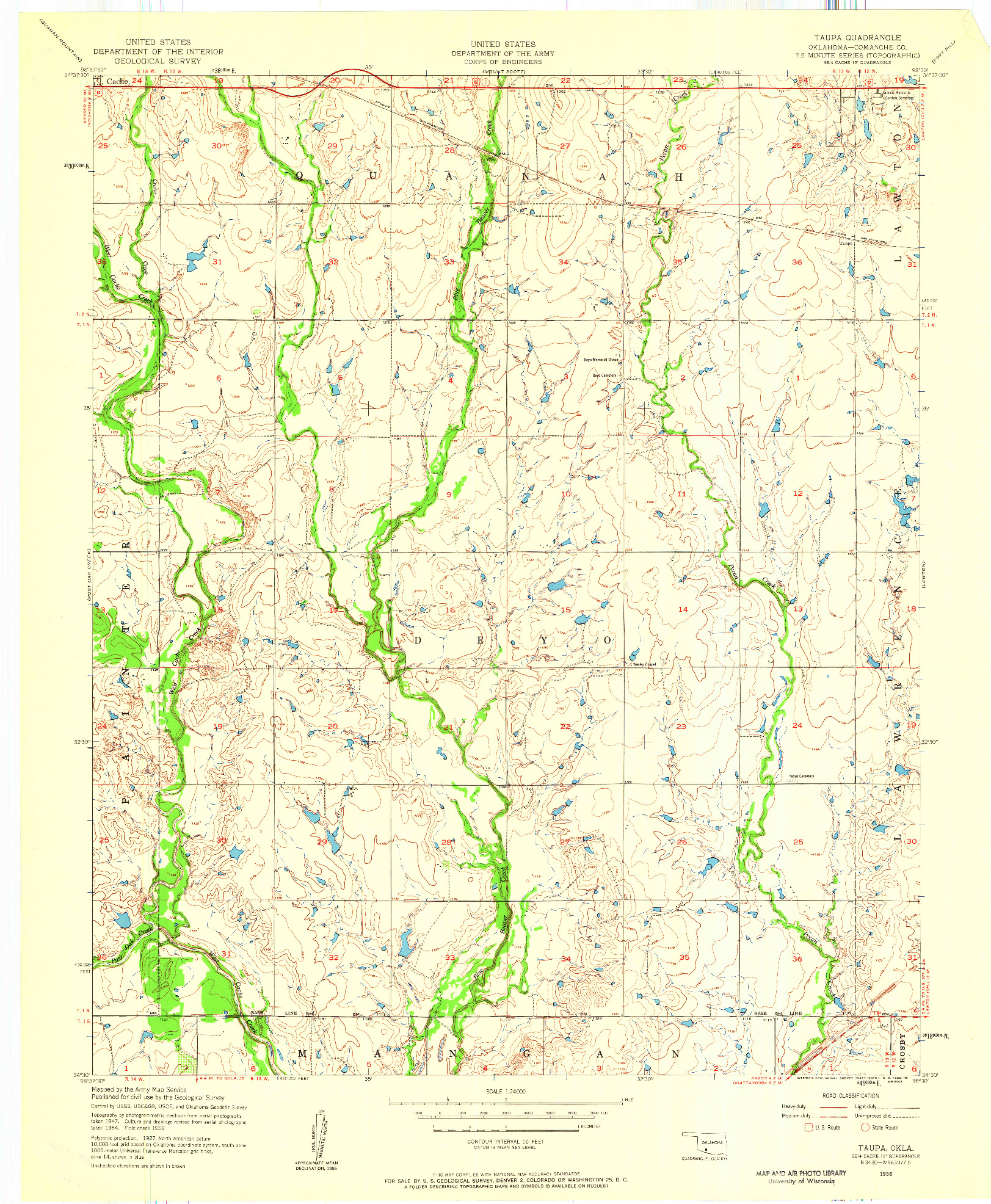 USGS 1:24000-SCALE QUADRANGLE FOR TAUPA, OK 1956