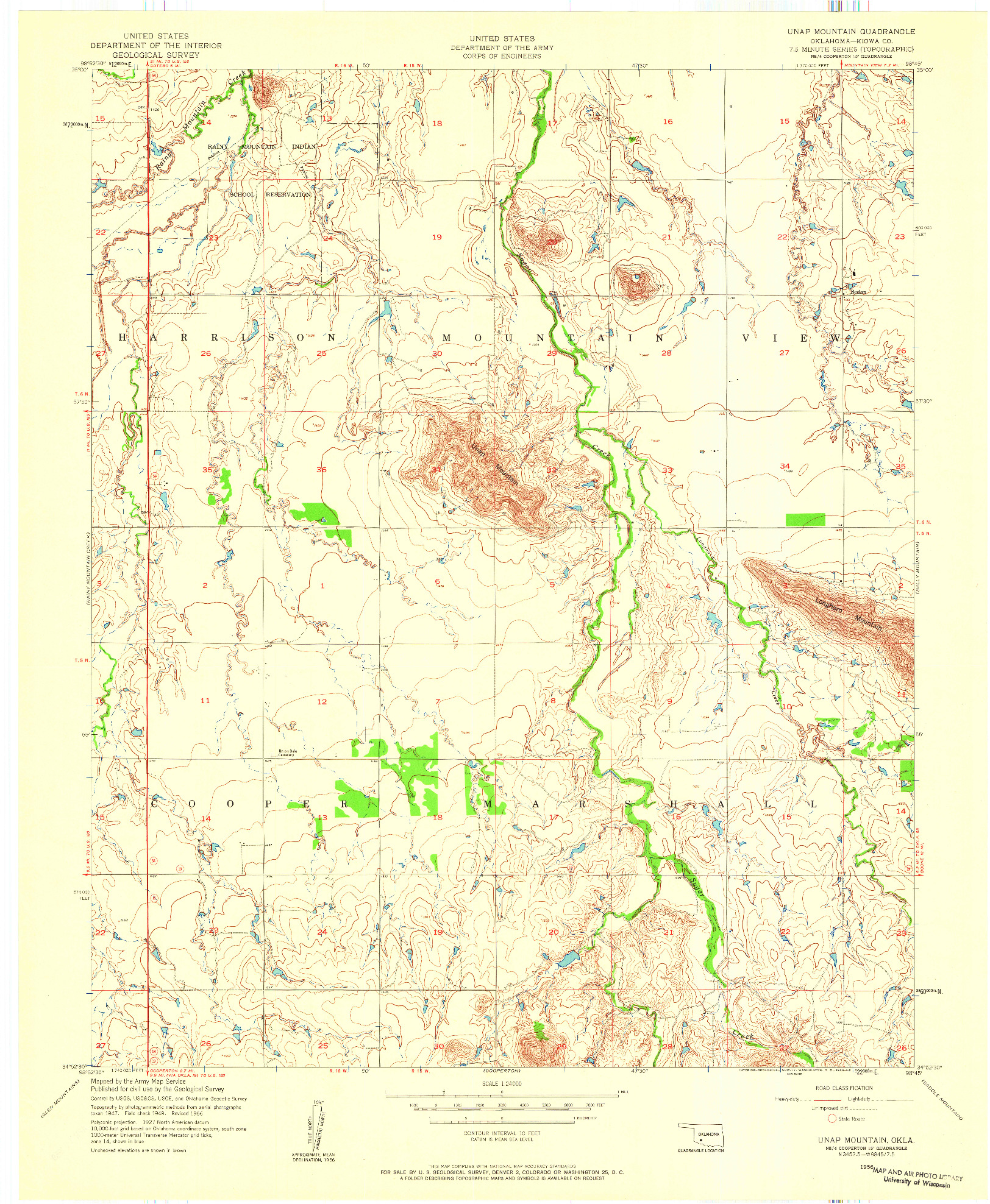 USGS 1:24000-SCALE QUADRANGLE FOR UNAP MOUNTAIN, OK 1956