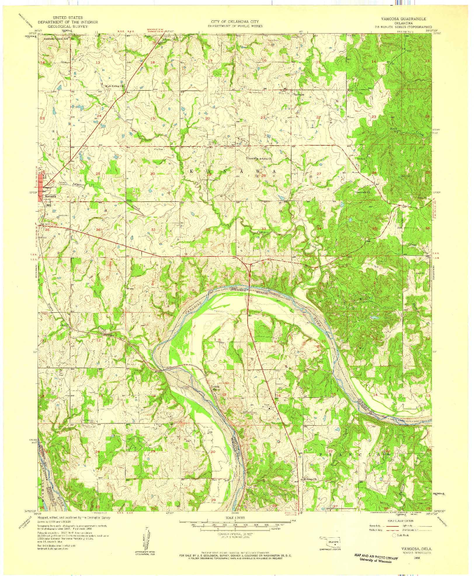 USGS 1:24000-SCALE QUADRANGLE FOR VAMOOSA, OK 1958