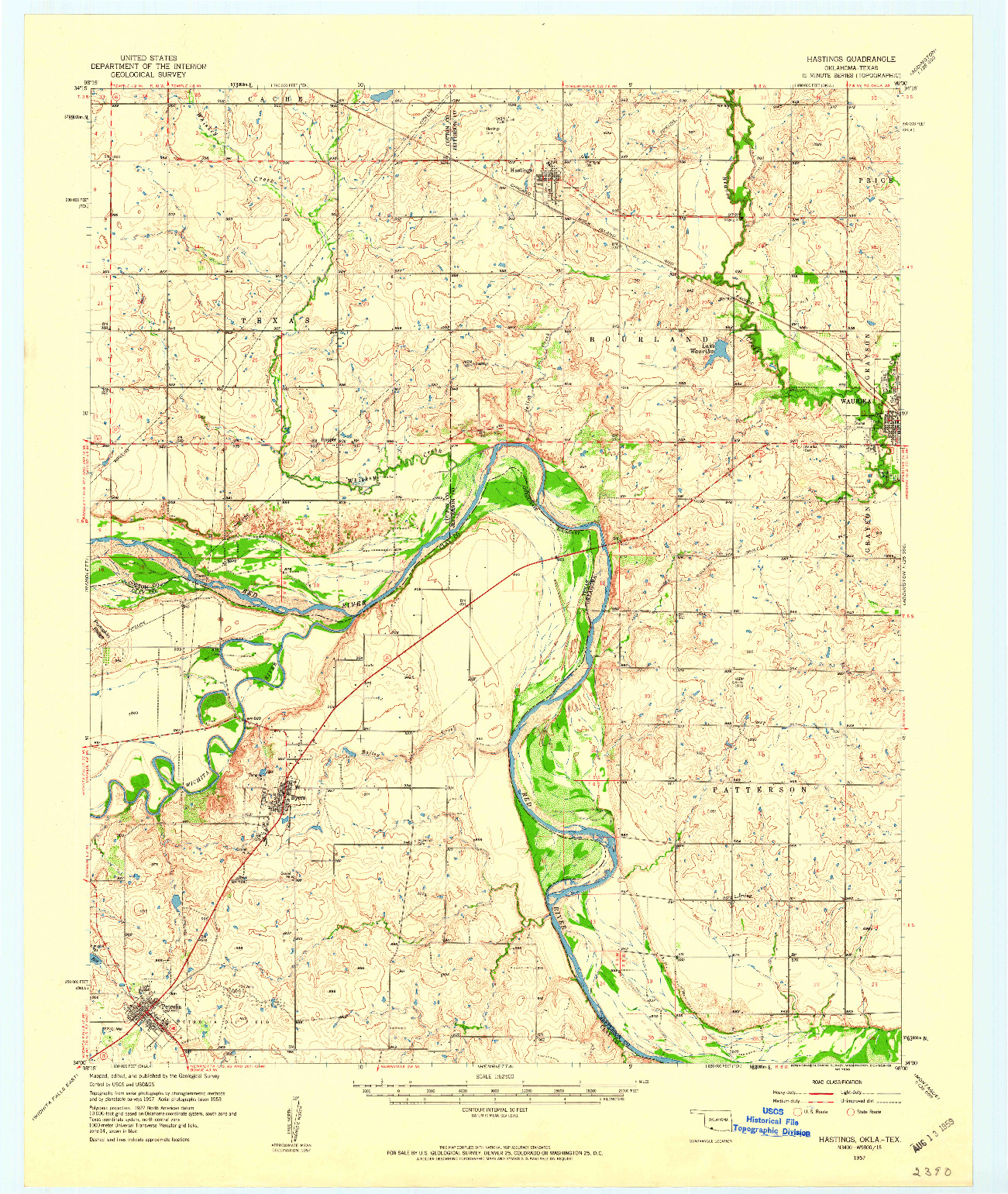 USGS 1:62500-SCALE QUADRANGLE FOR HASTINGS, OK 1957