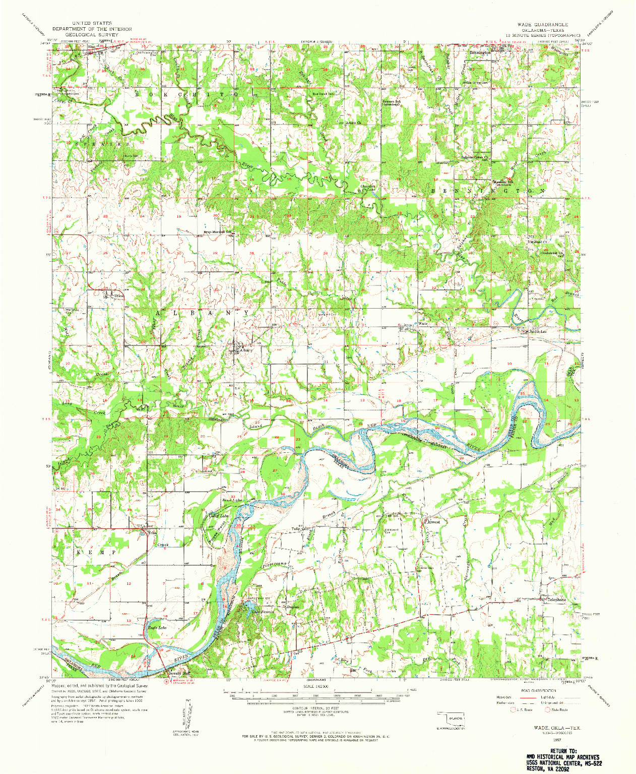 USGS 1:62500-SCALE QUADRANGLE FOR WADE, OK 1957