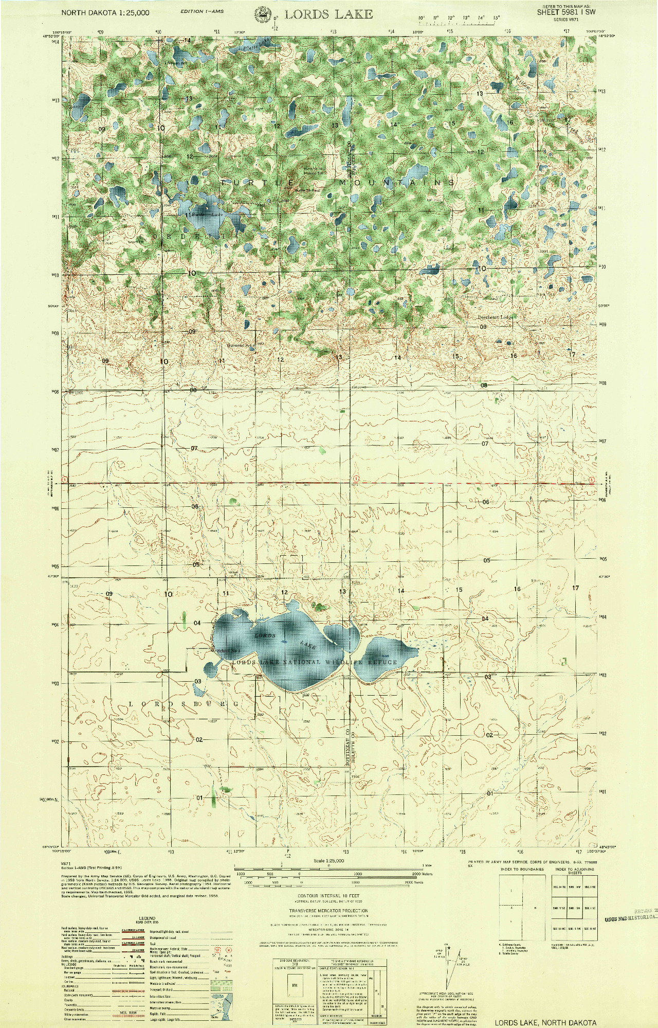 USGS 1:25000-SCALE QUADRANGLE FOR LORDS LAKE, ND 1956