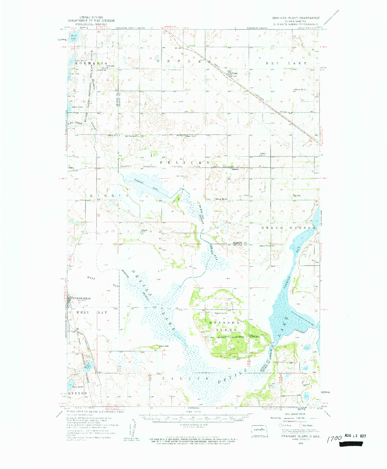 USGS 1:62500-SCALE QUADRANGLE FOR GRAHAMS ISLAND, ND 1950