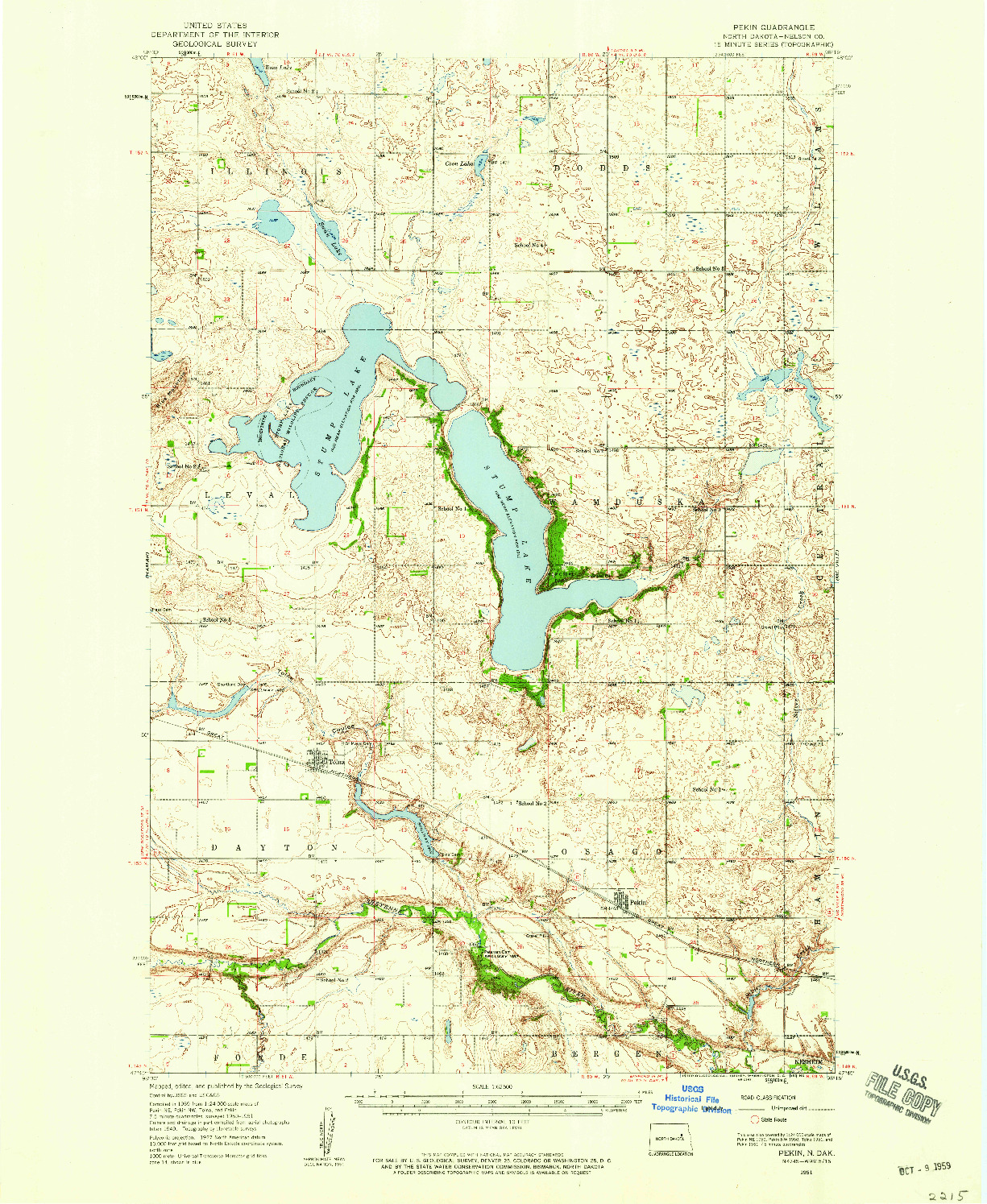 USGS 1:62500-SCALE QUADRANGLE FOR PEKIN, ND 1951