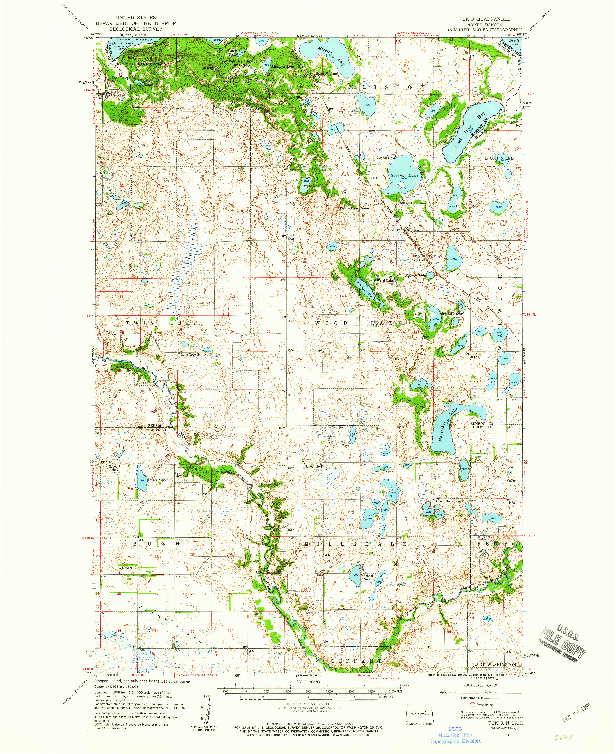 USGS 1:62500-SCALE QUADRANGLE FOR TOKIO, ND 1951