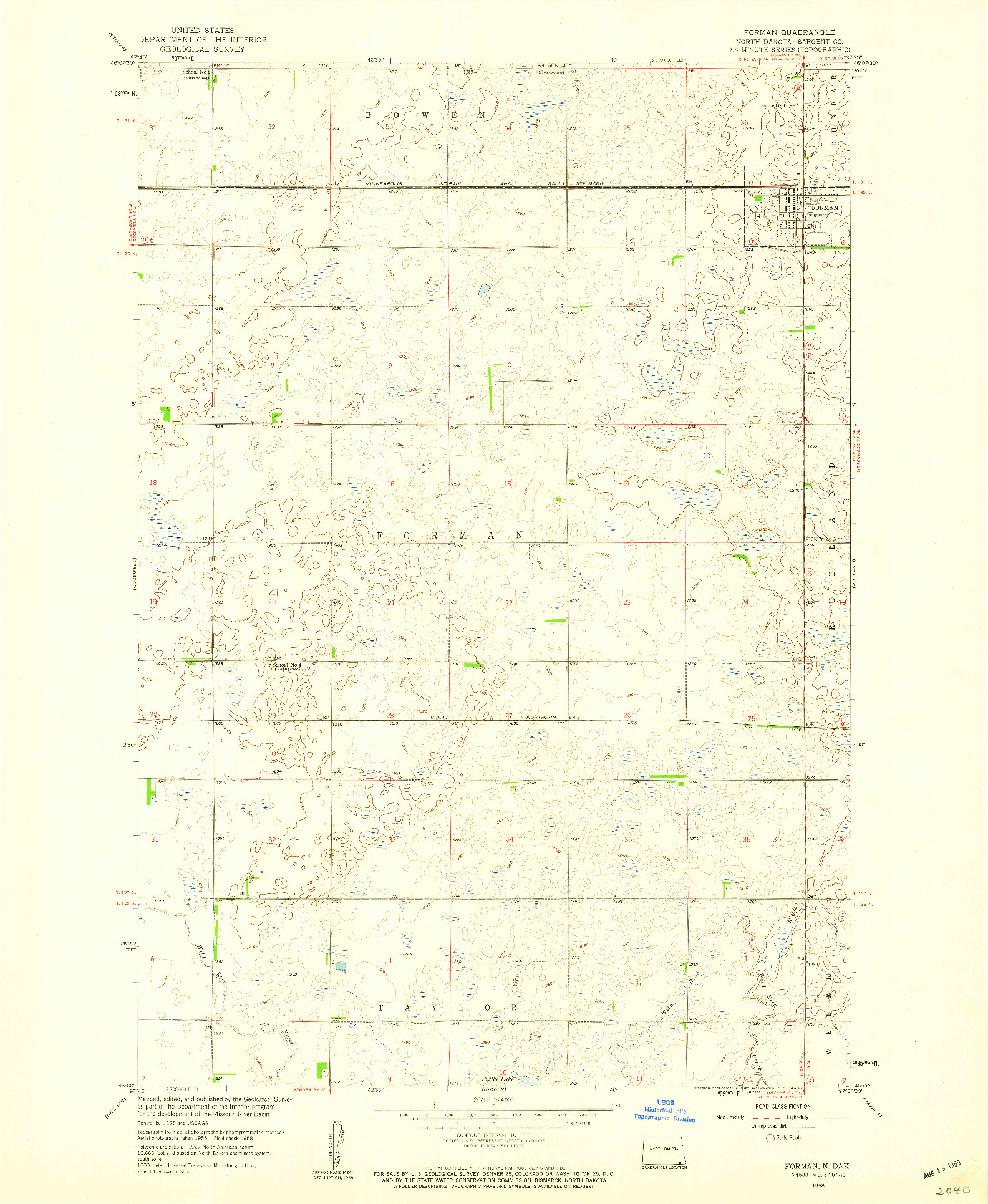 USGS 1:24000-SCALE QUADRANGLE FOR FORMAN, ND 1958