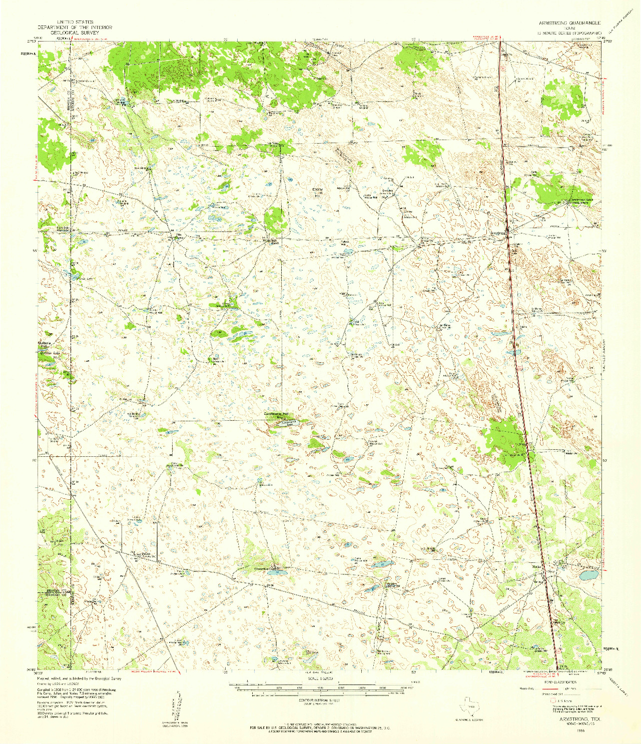 USGS 1:62500-SCALE QUADRANGLE FOR ARMSTRONG, TX 1956