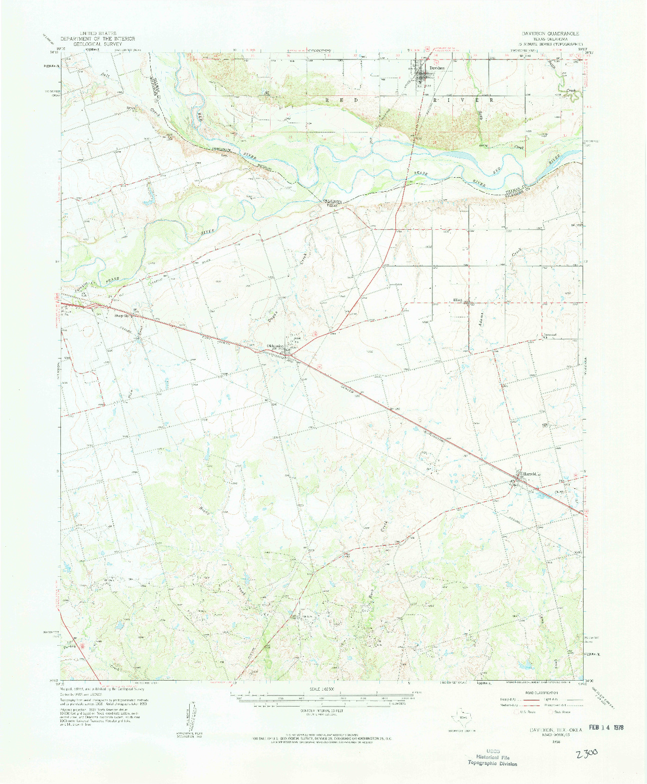 USGS 1:62500-SCALE QUADRANGLE FOR DAVIDSON, TX 1958