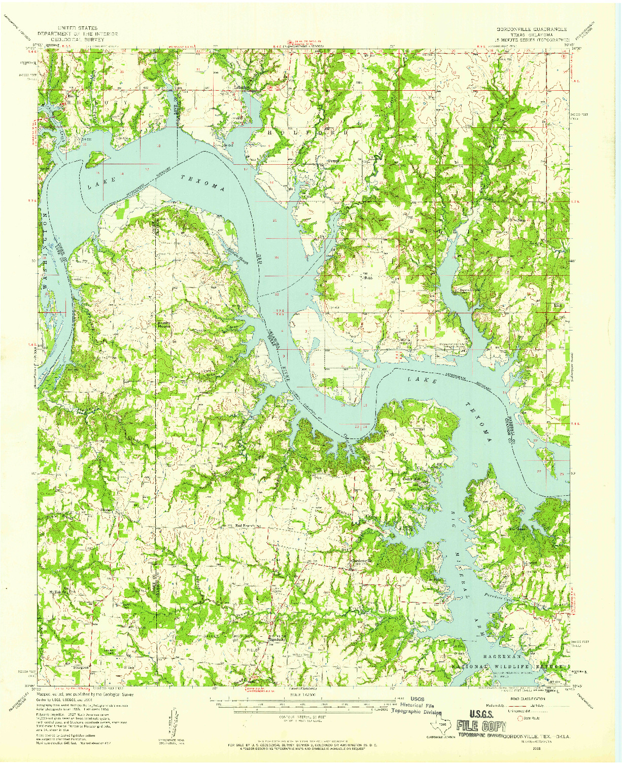 USGS 1:62500-SCALE QUADRANGLE FOR GORDONVILLE, TX 1958